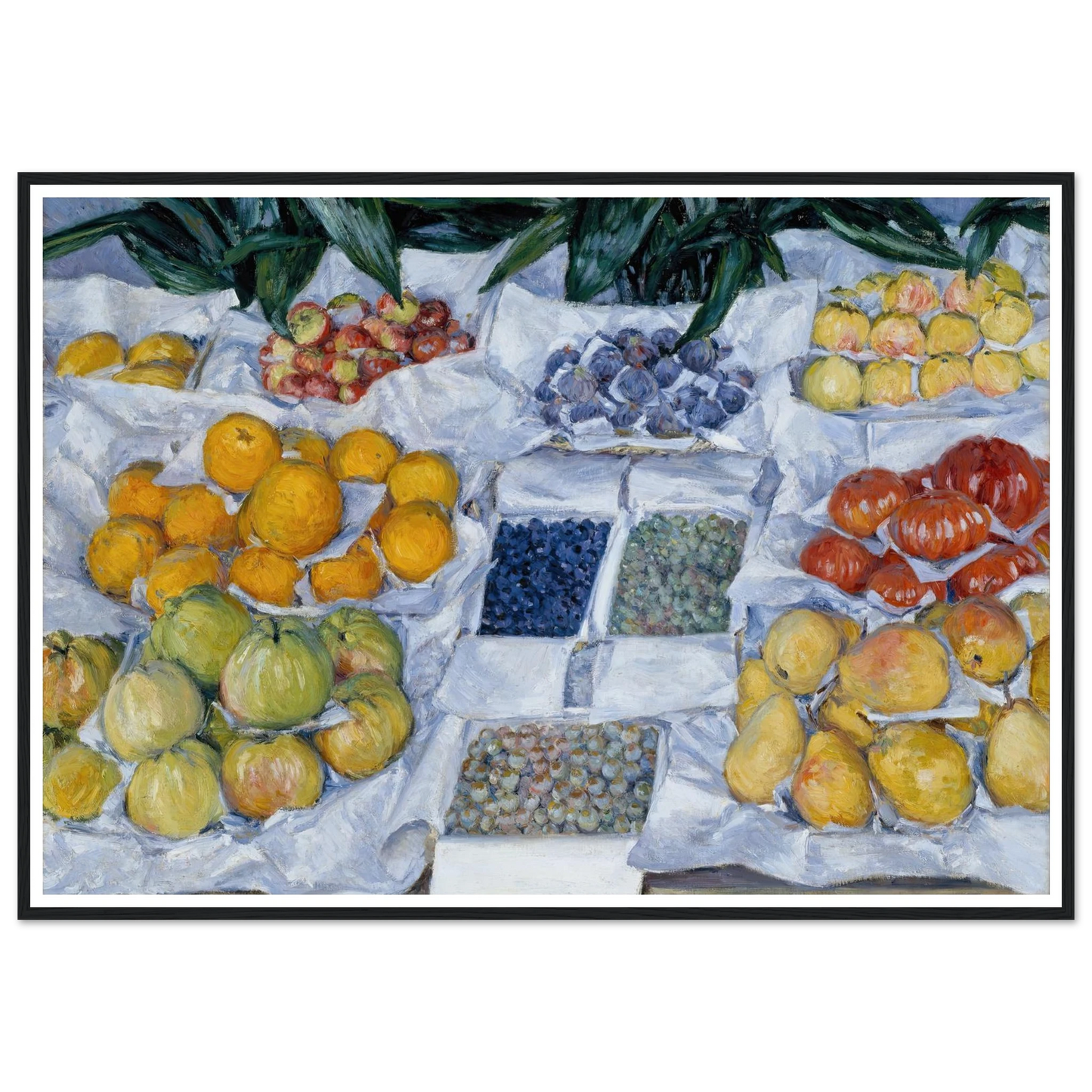 Fruit Displayed on a Stand (circa 1881) Art Print | Gustave Caillebotte - Framed Poster - 30x40 cm / 12x16″ - Black frame