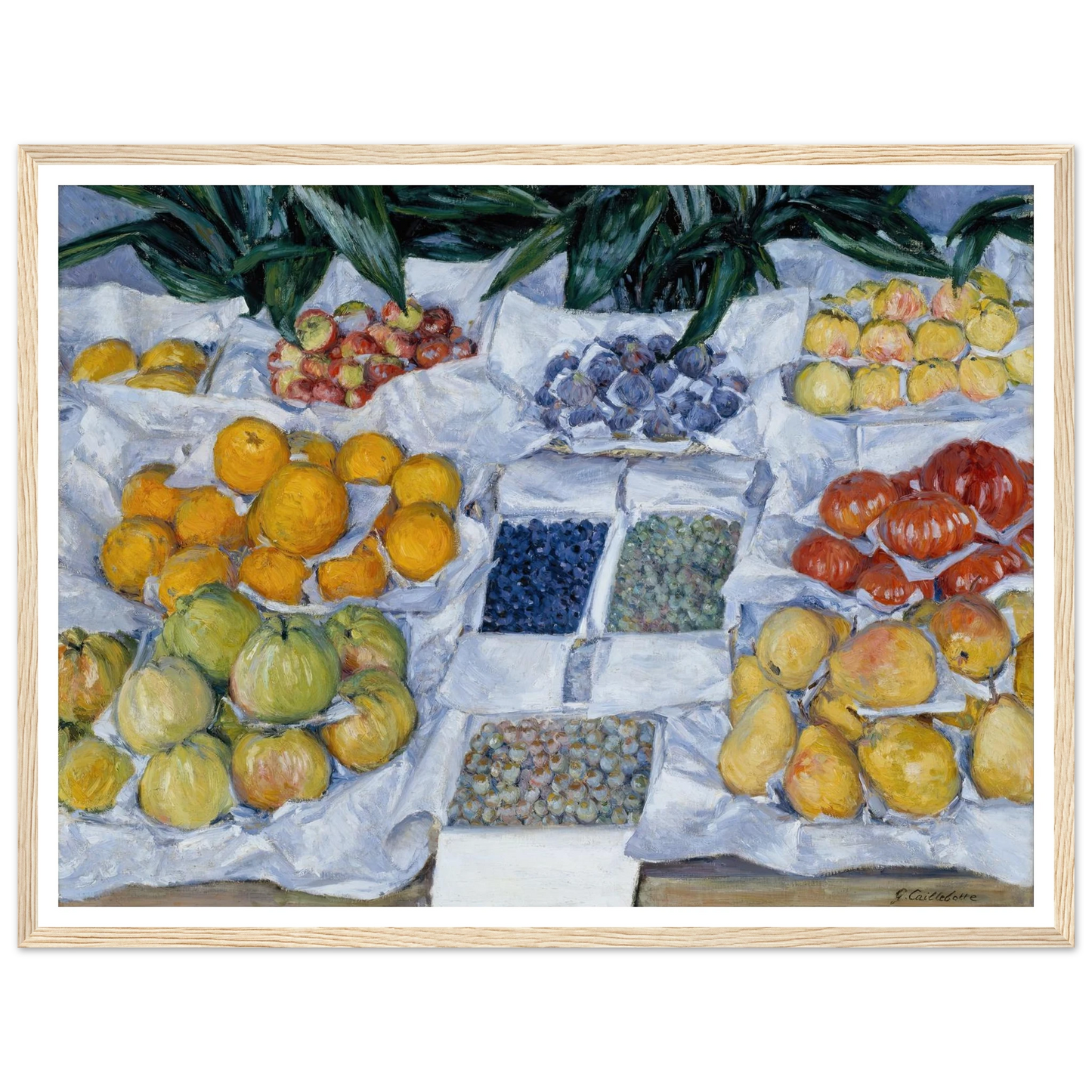 Fruit Displayed on a Stand (circa 1881) Art Print | Gustave Caillebotte - Framed Poster - 30x40 cm / 12x16″ - Black frame