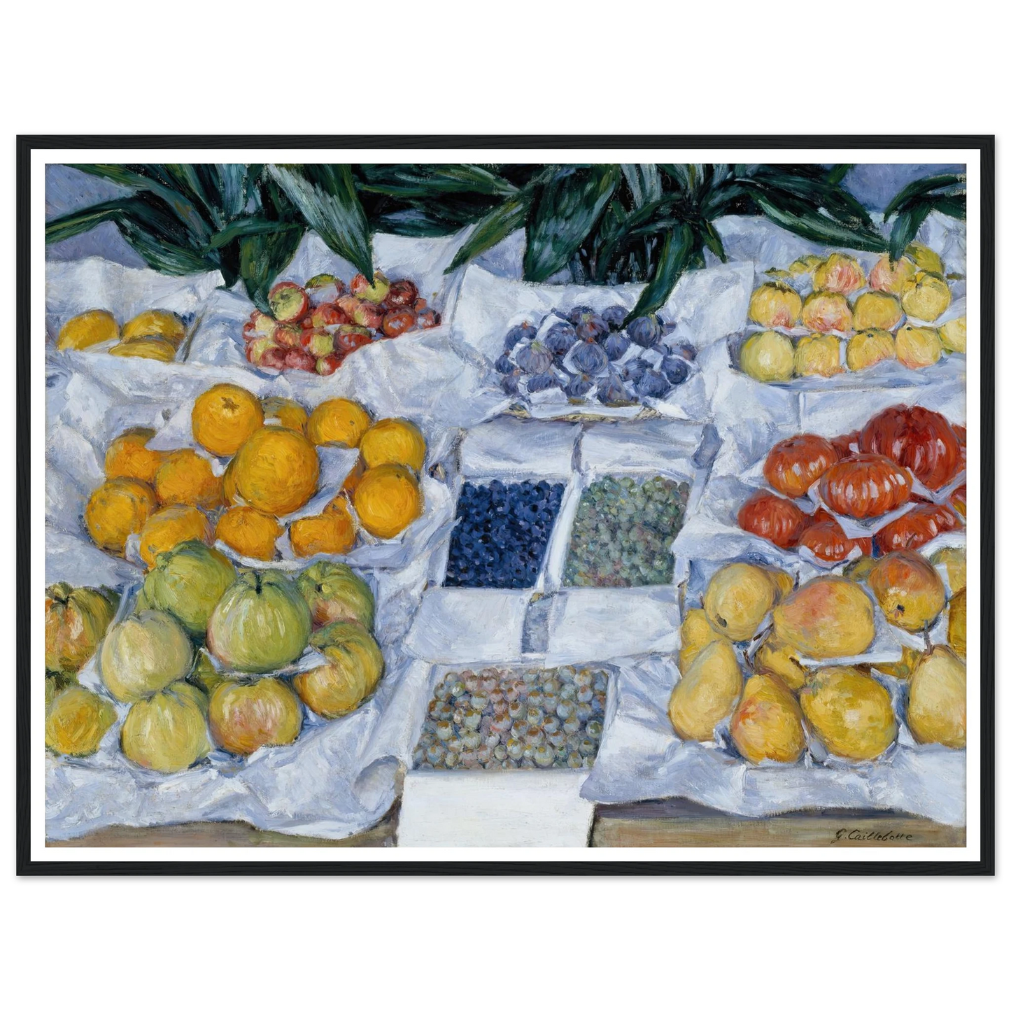 Fruit Displayed on a Stand (circa 1881) Art Print | Gustave Caillebotte - Framed Poster - 30x40 cm / 12x16″ - Black frame