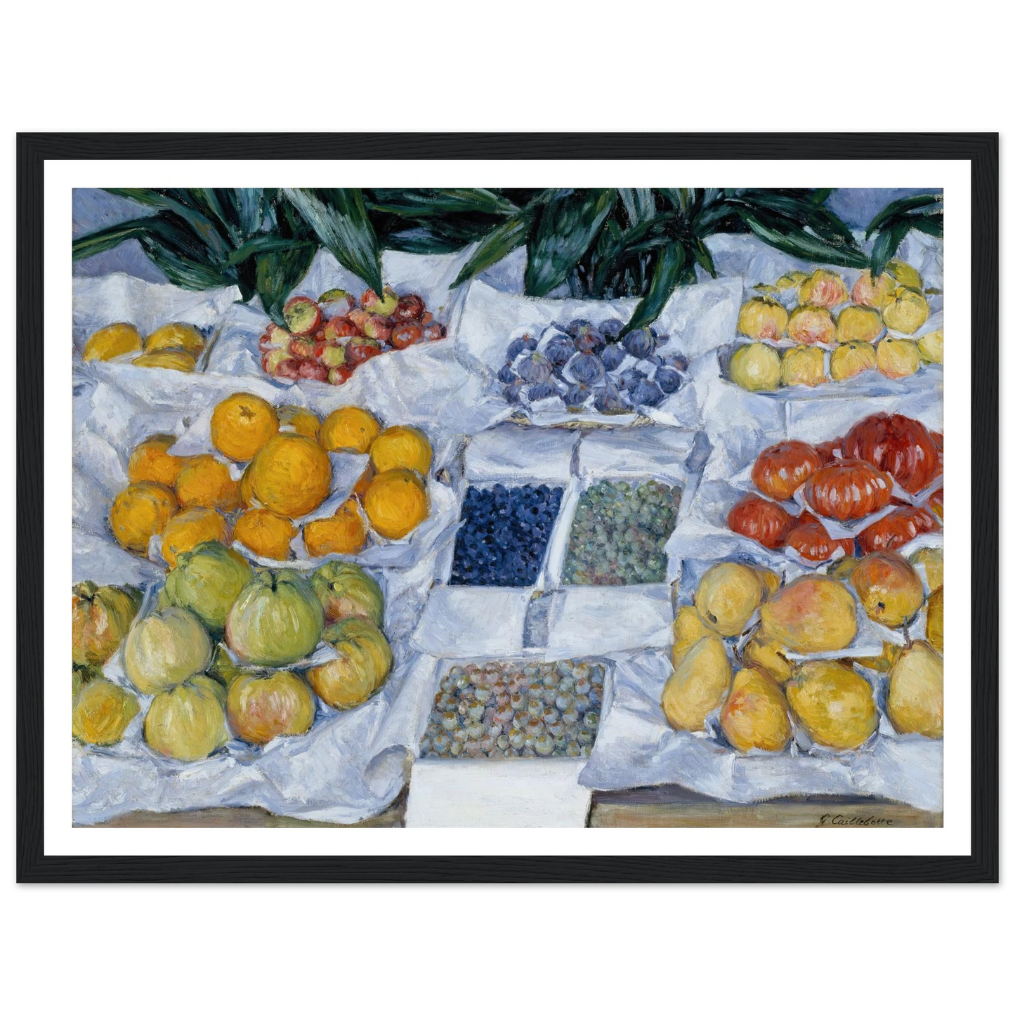 Fruit Displayed on a Stand (circa 1881) Art Print | Gustave Caillebotte - Framed Poster - 30x40 cm / 12x16″ - Black frame