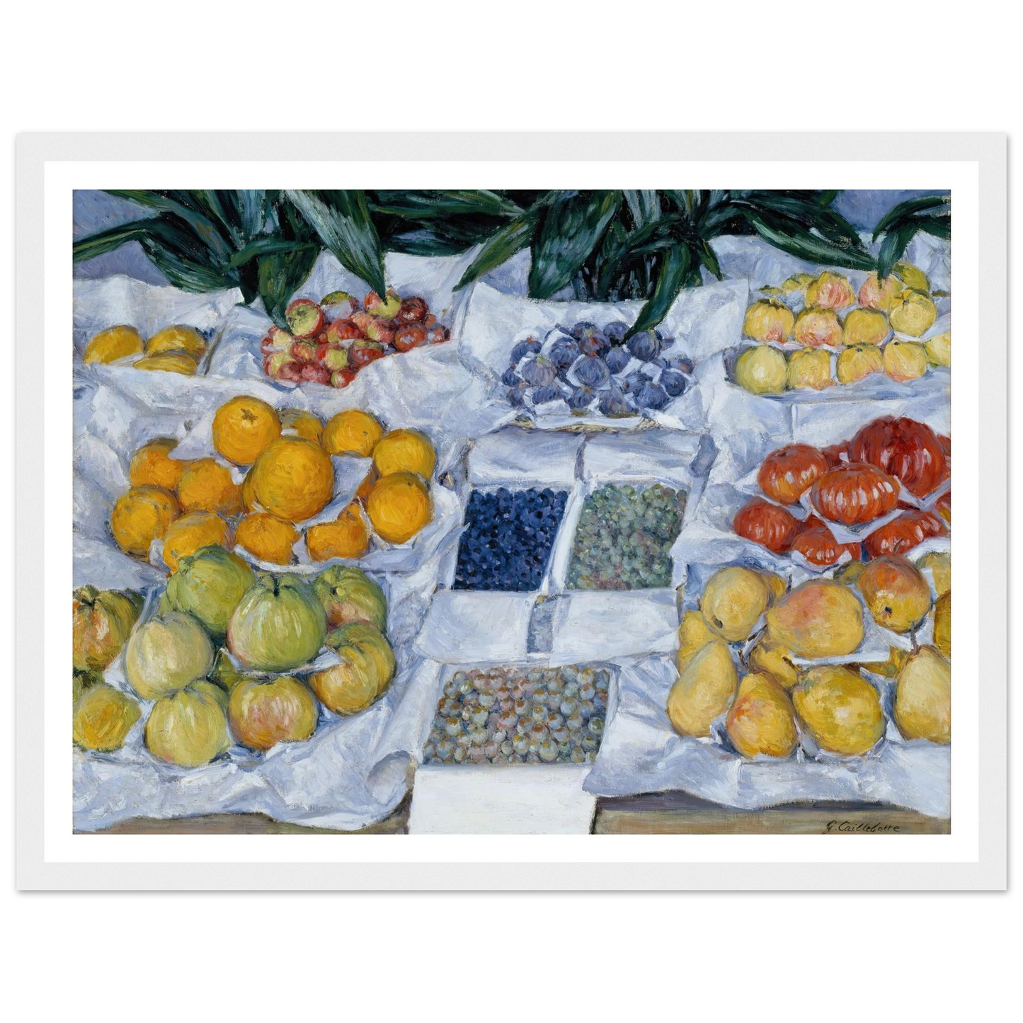Fruit Displayed on a Stand (circa 1881) Art Print | Gustave Caillebotte - Framed Poster - 30x40 cm / 12x16″ - Black frame