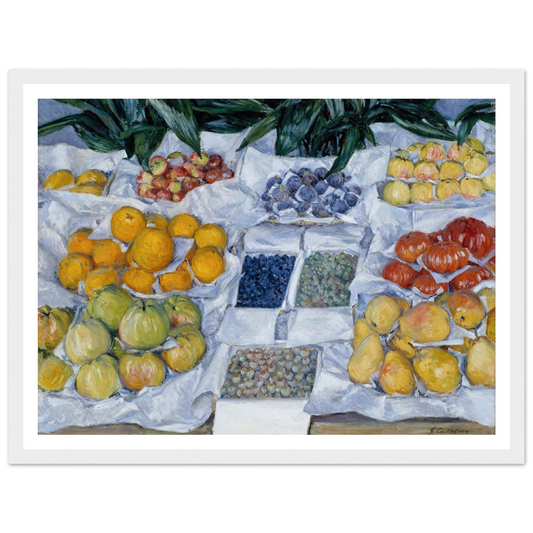 Fruit Displayed on a Stand (circa 1881) Art Print | Gustave Caillebotte - Framed Poster - 30x40 cm / 12x16″ - Black frame