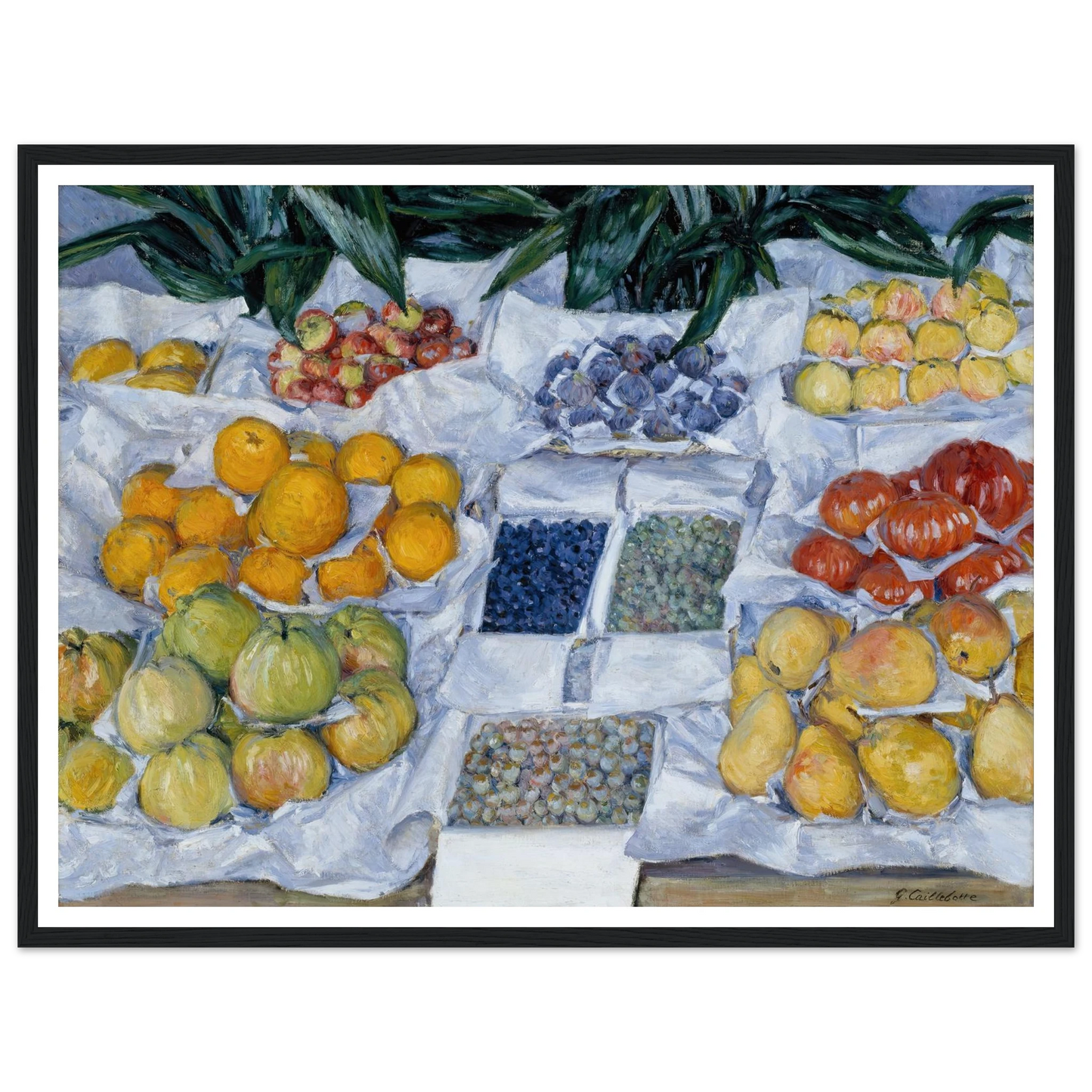 Fruit Displayed on a Stand (circa 1881) Art Print | Gustave Caillebotte - Framed Poster - 30x40 cm / 12x16″ - Black frame
