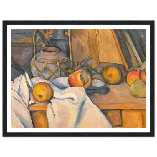 Fruits et pot de gingembre (1890-1893) Art Print | Paul Cezanne - Framed Poster - 30x40 cm / 12x16″ - Black frame