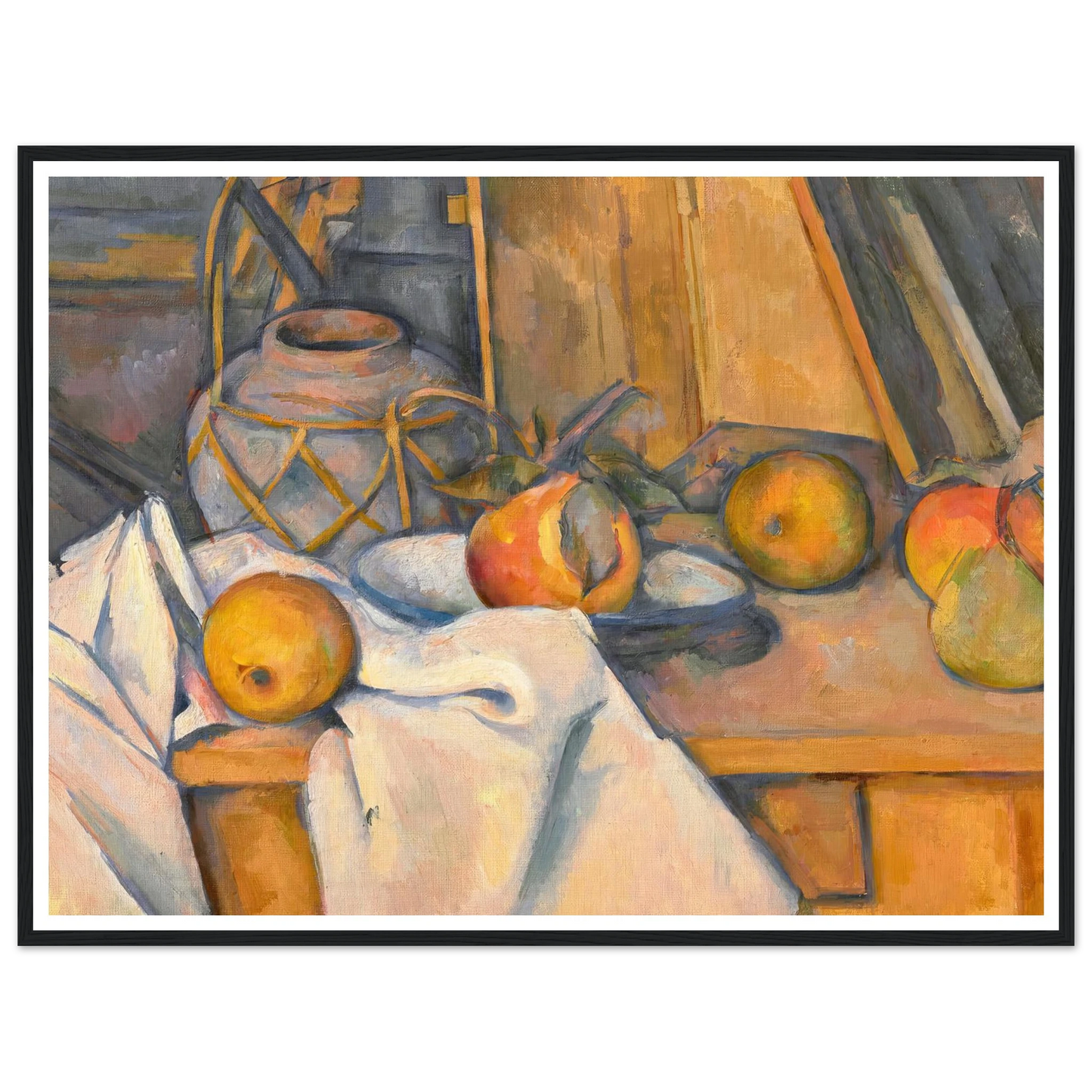 Fruits et pot de gingembre (1890-1893) Art Print | Paul Cezanne - Framed Poster - 30x40 cm / 12x16″ - Black frame
