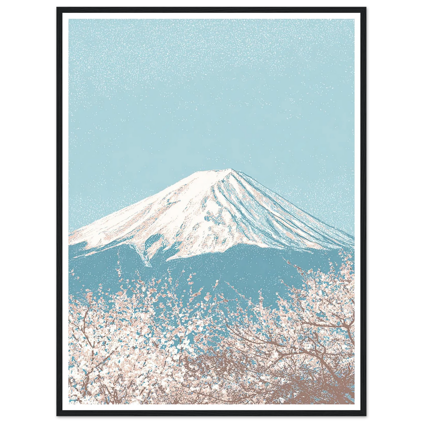 Fuji and The Sakura Veil - Framed Poster - 30x40 cm / 12x16″ - Black frame