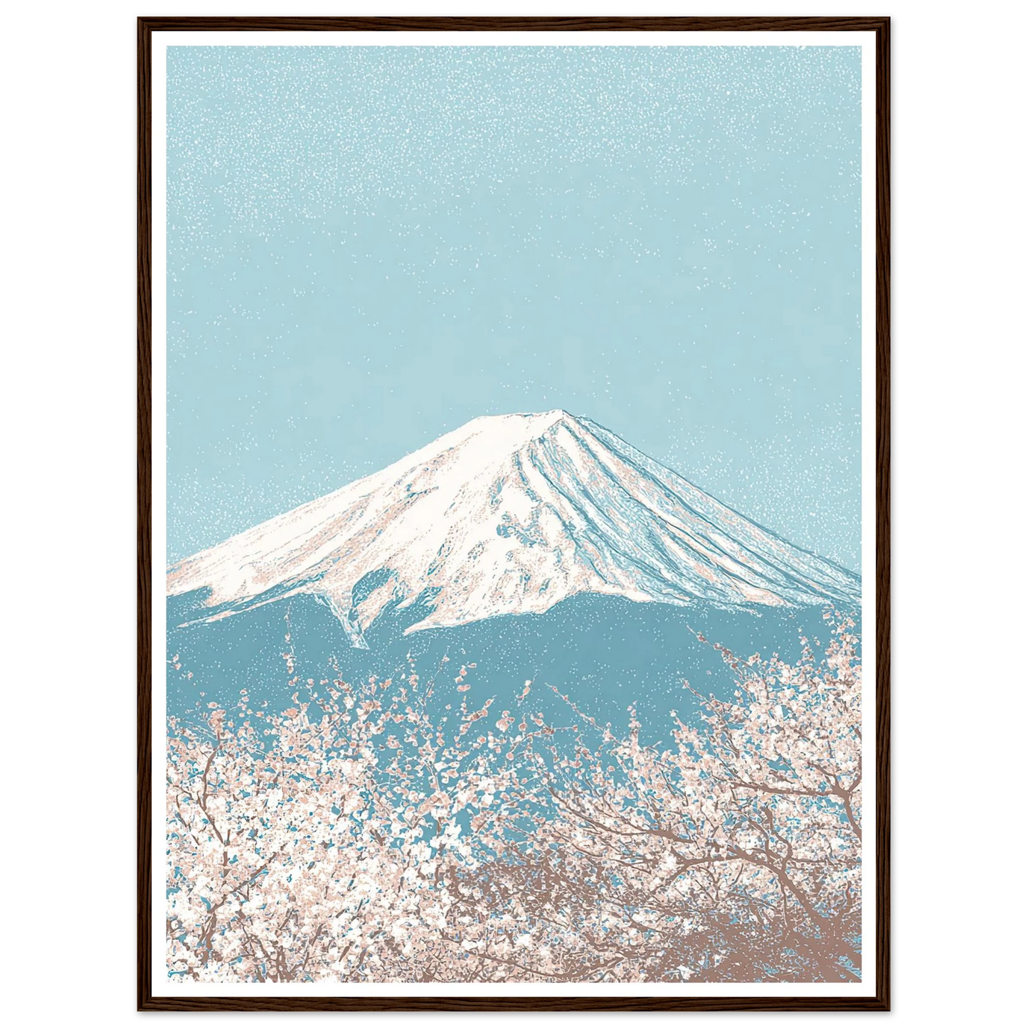 Fuji and The Sakura Veil - Framed Poster - 30x40 cm / 12x16″ - Black frame