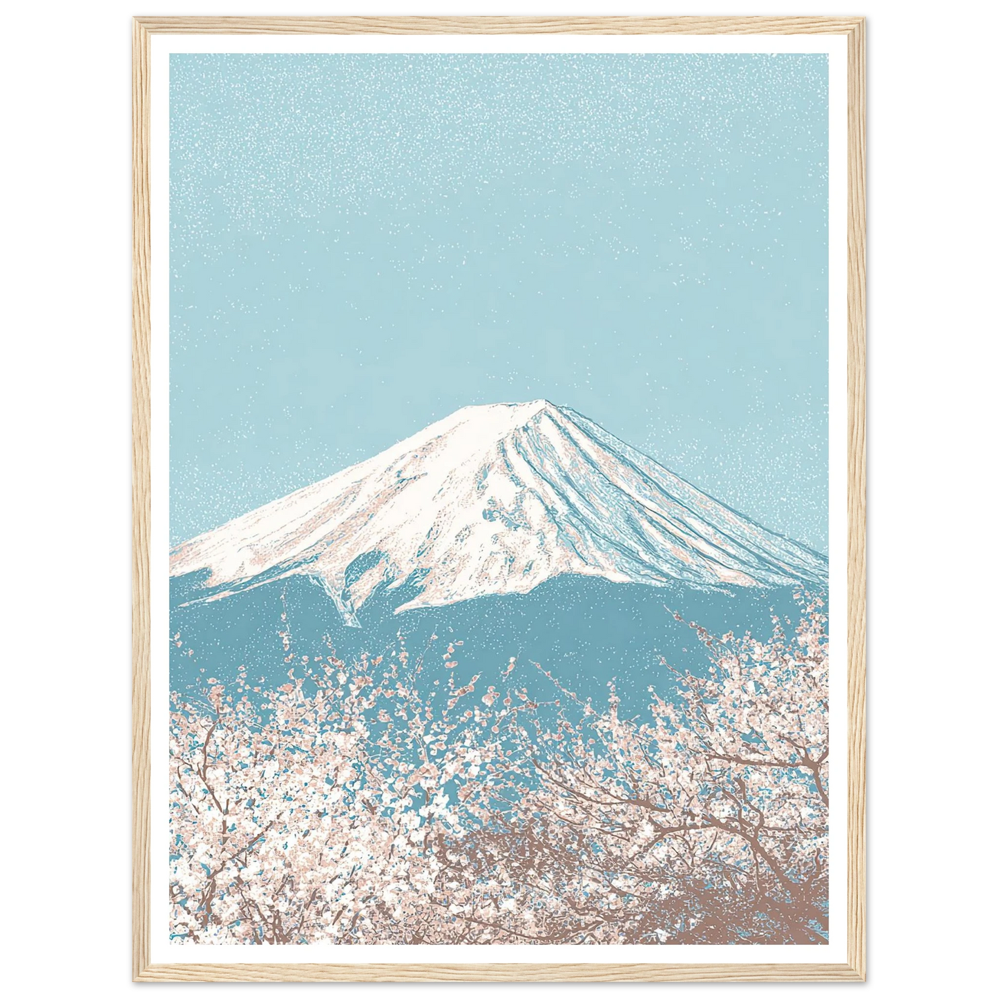Fuji and The Sakura Veil - Framed Poster - 30x40 cm / 12x16″ - Black frame