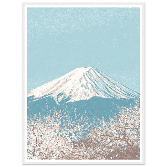 Fuji and The Sakura Veil - Framed Poster - 30x40 cm / 12x16″ - Black frame