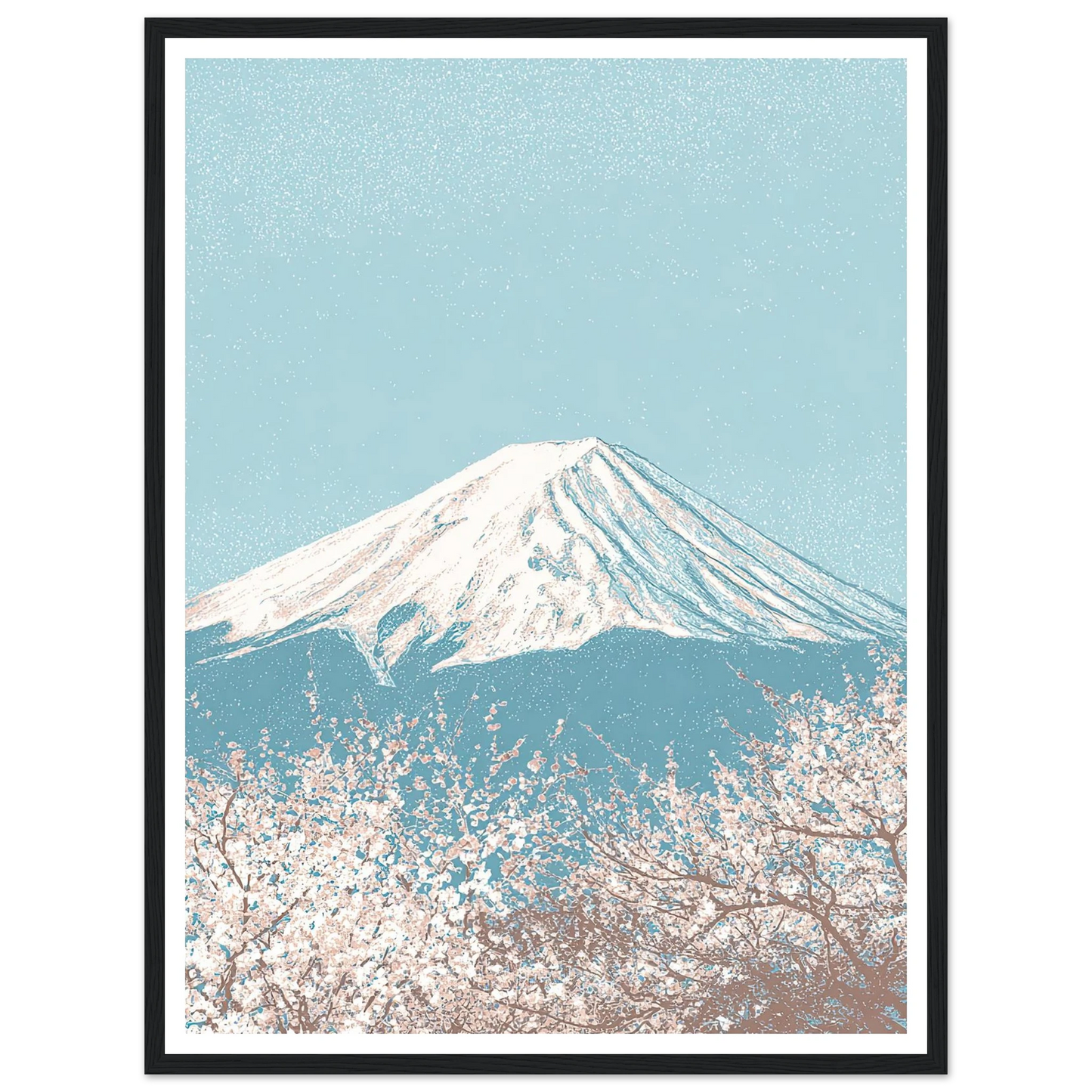 Fuji and The Sakura Veil - Framed Poster - 30x40 cm / 12x16″ - Black frame