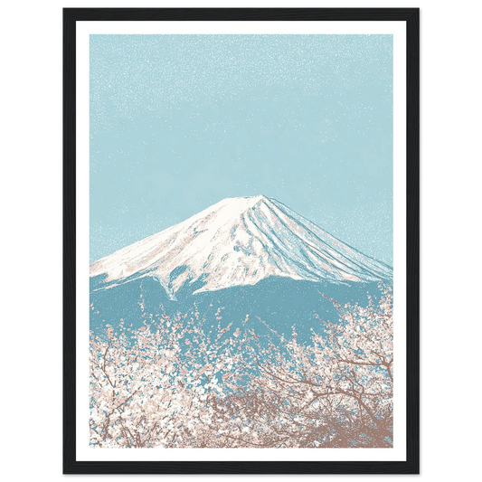 Fuji and The Sakura Veil - Framed Poster - 30x40 cm / 12x16″ - Black frame