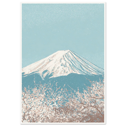 Fuji and The Sakura Veil - Framed Poster - 30x40 cm / 12x16″ - Black frame