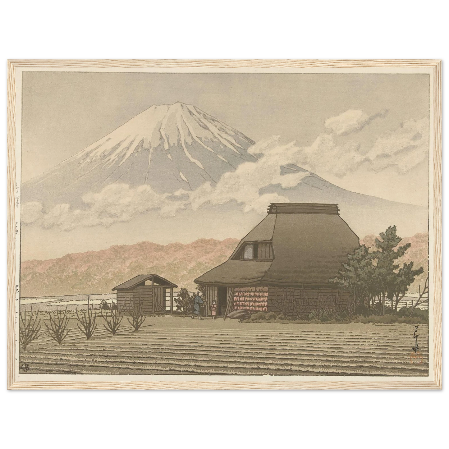 Fuji vanaf het dorp Narusawa (1936-11) Art Print | Kawase Hasui - Framed Poster - 30x40 cm / 12x16″ - Black frame