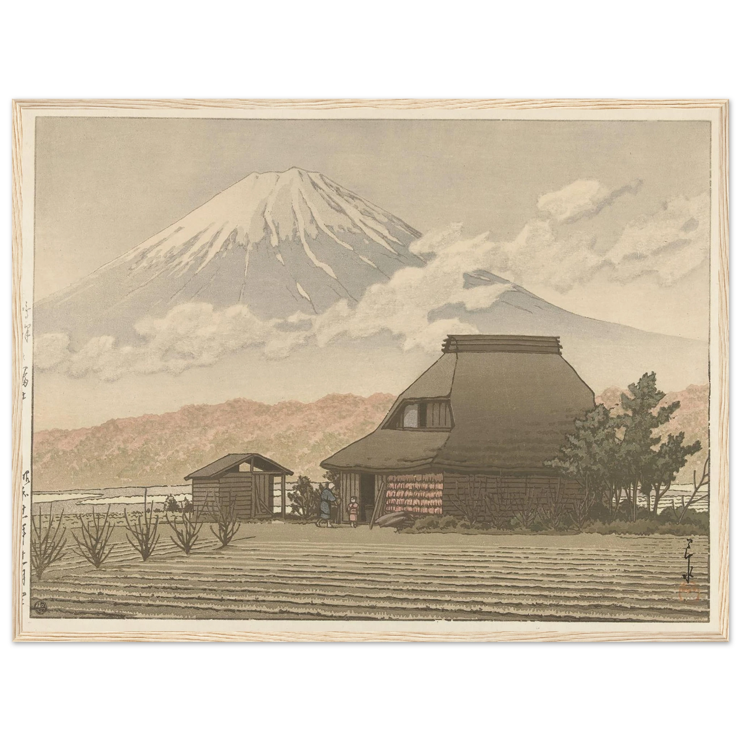 Fuji vanaf het dorp Narusawa (1936-11) Art Print | Kawase Hasui - Framed Poster - 30x40 cm / 12x16″ - Black frame