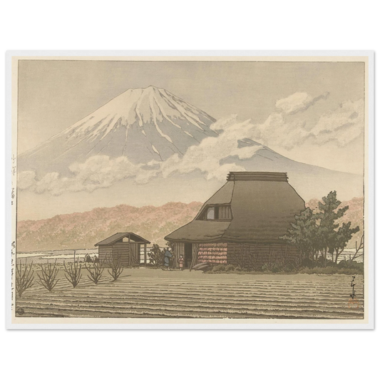 Fuji vanaf het dorp Narusawa (1936-11) Art Print | Kawase Hasui - Framed Poster - 30x40 cm / 12x16″ - Black frame