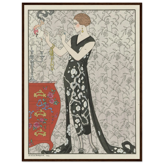 Fumée ; Robe du soir, de Beer (1921) Art Print | George Barbier - Framed Poster - 30x40 cm / 12x16″ - Black frame
