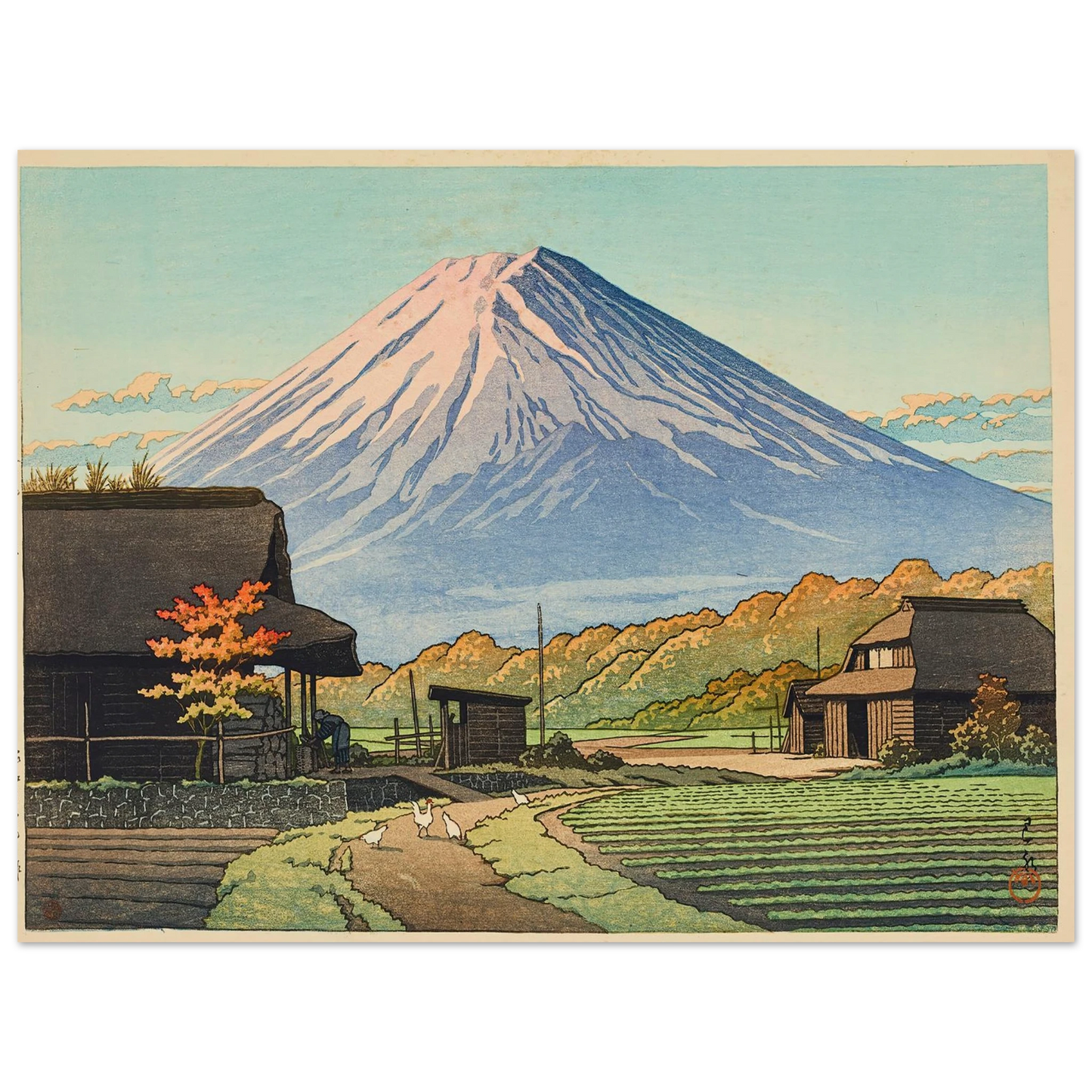 Funatsu no aki (Autumn in Funatsu) (1953) Art Print | Kawase Hasui - Framed Poster - 30x40 cm / 12x16″ - Black frame