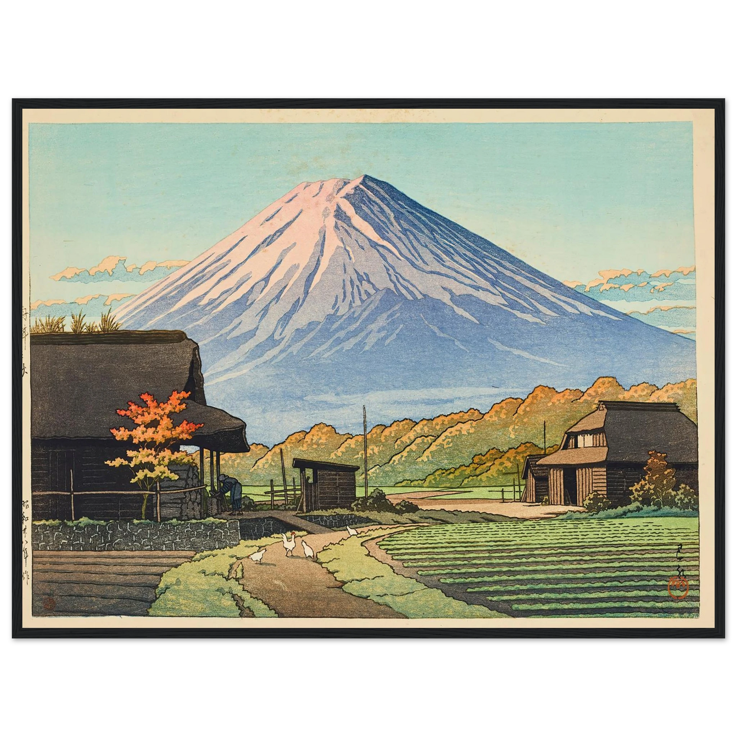 Funatsu no aki (Autumn in Funatsu) (1953) Art Print | Kawase Hasui - Framed Poster - 30x40 cm / 12x16″ - Black frame