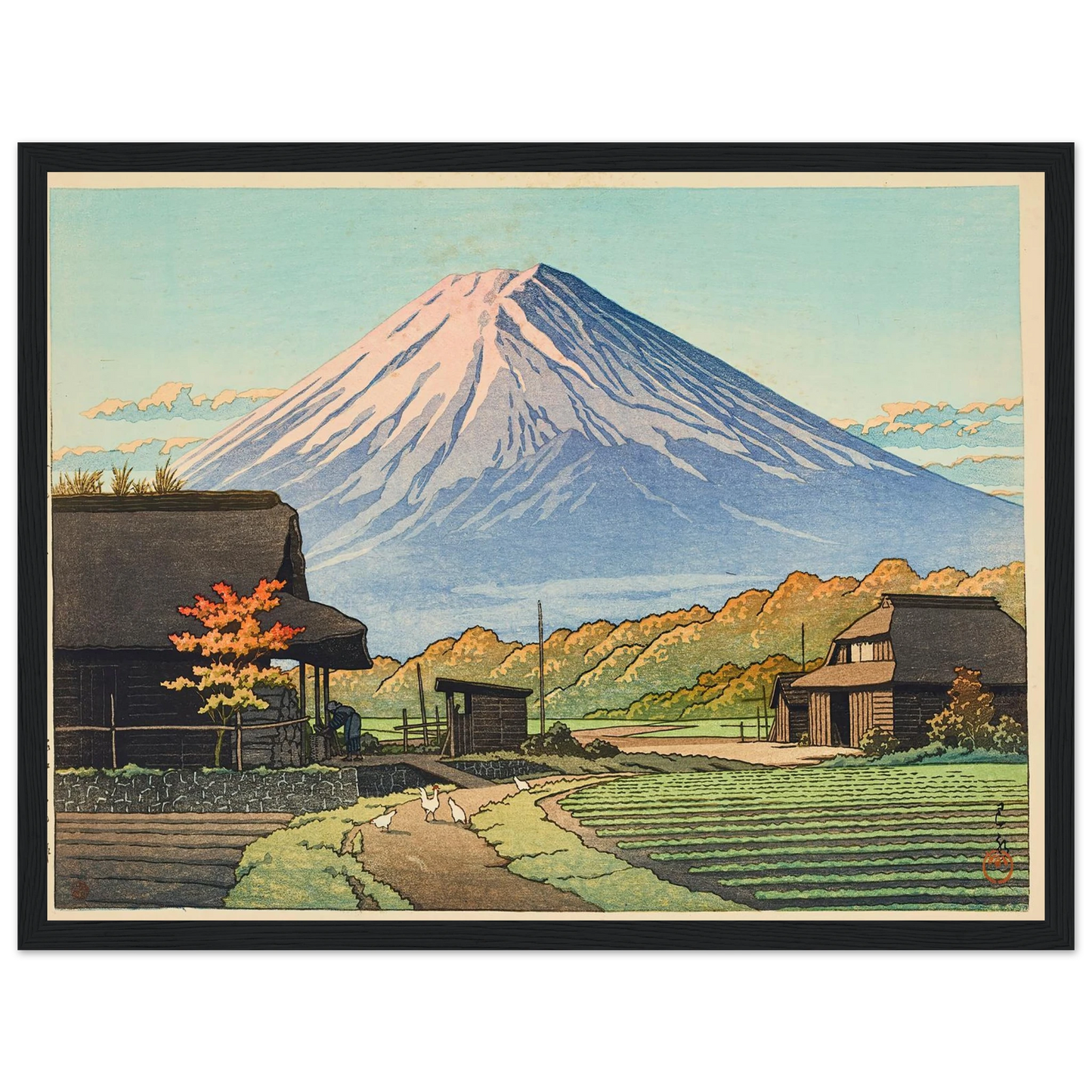 Funatsu no aki (Autumn in Funatsu) (1953) Art Print | Kawase Hasui - Framed Poster - 30x40 cm / 12x16″ - Black frame