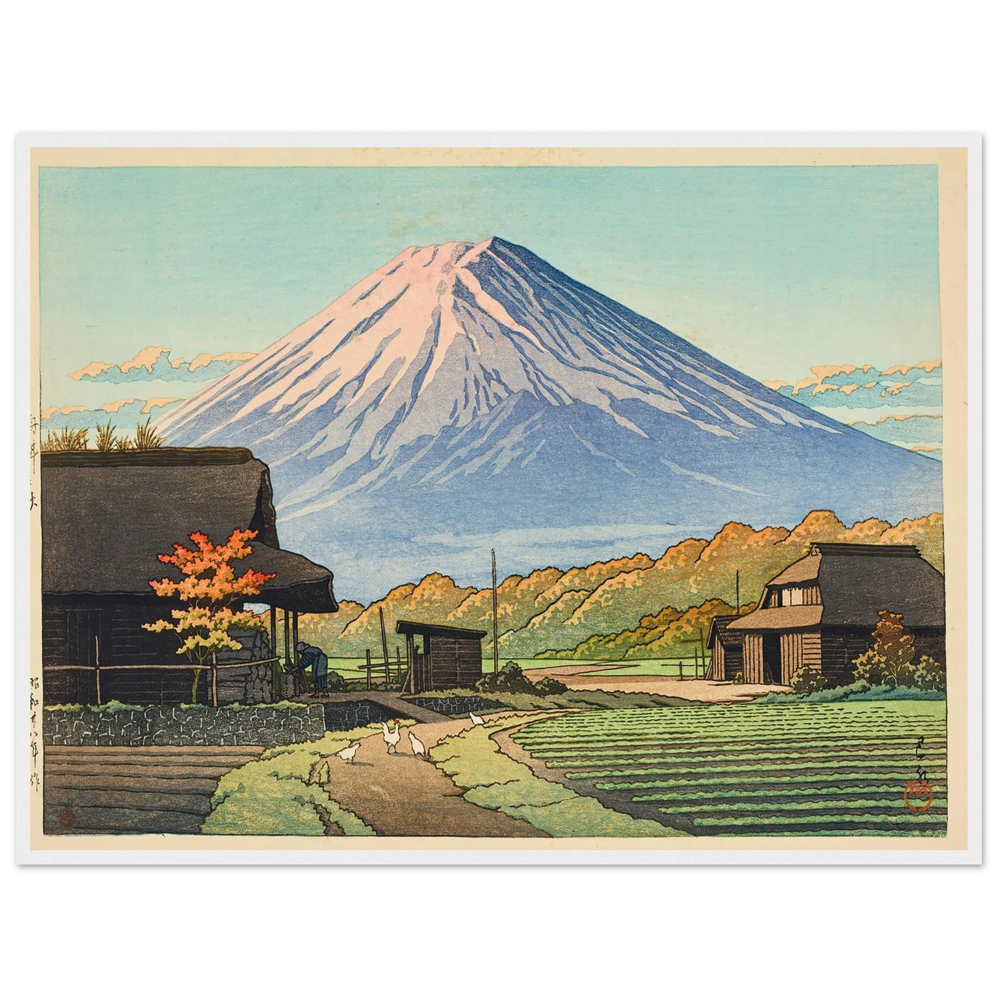 Funatsu no aki (Autumn in Funatsu) (1953) Art Print | Kawase Hasui - Framed Poster - 30x40 cm / 12x16″ - Black frame