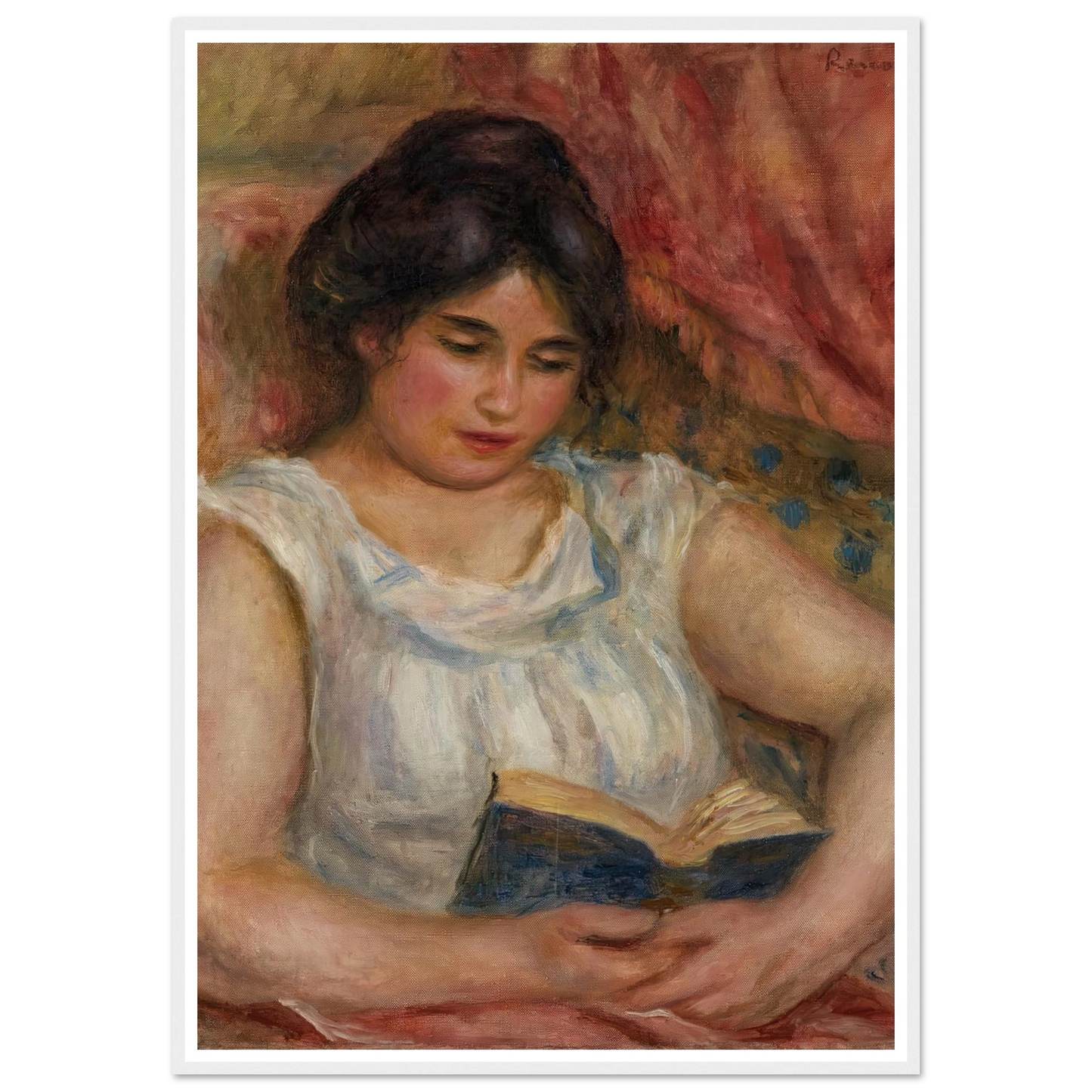 Gabrielle reading (1906) Art Print | Pierre Auguste Renoir - Framed Poster - 30x40 cm / 12x16″ - Black frame