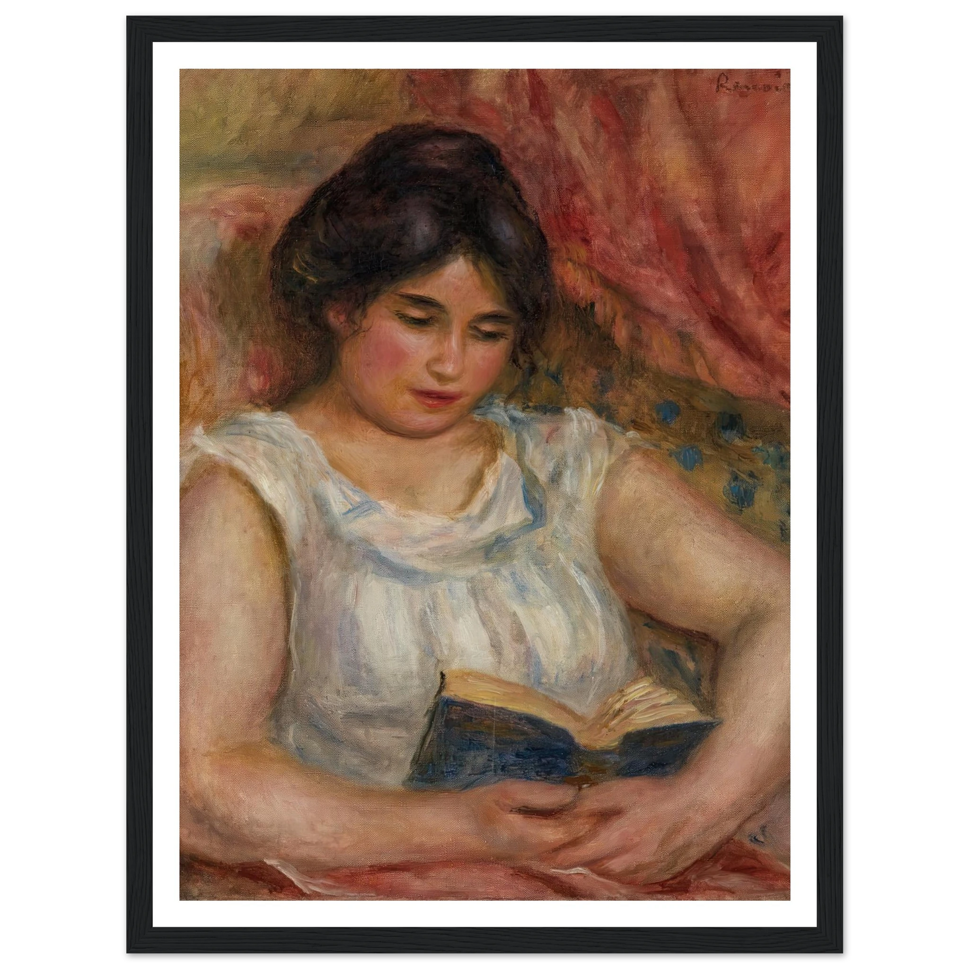 Gabrielle reading (1906) Art Print | Pierre Auguste Renoir - Framed Poster - 30x40 cm / 12x16″ - Black frame