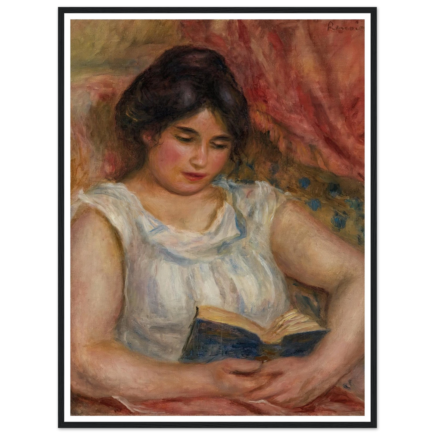 Gabrielle reading (1906) Art Print | Pierre Auguste Renoir - Framed Poster - 30x40 cm / 12x16″ - Black frame