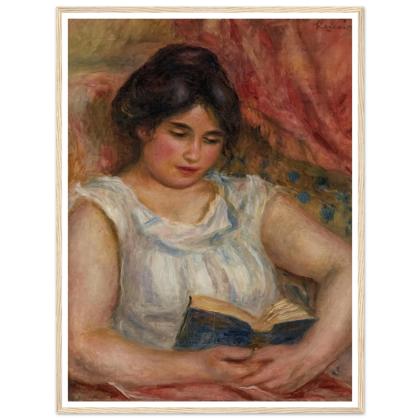 Gabrielle reading (1906) Art Print | Pierre Auguste Renoir - Framed Poster - 30x40 cm / 12x16″ - Black frame