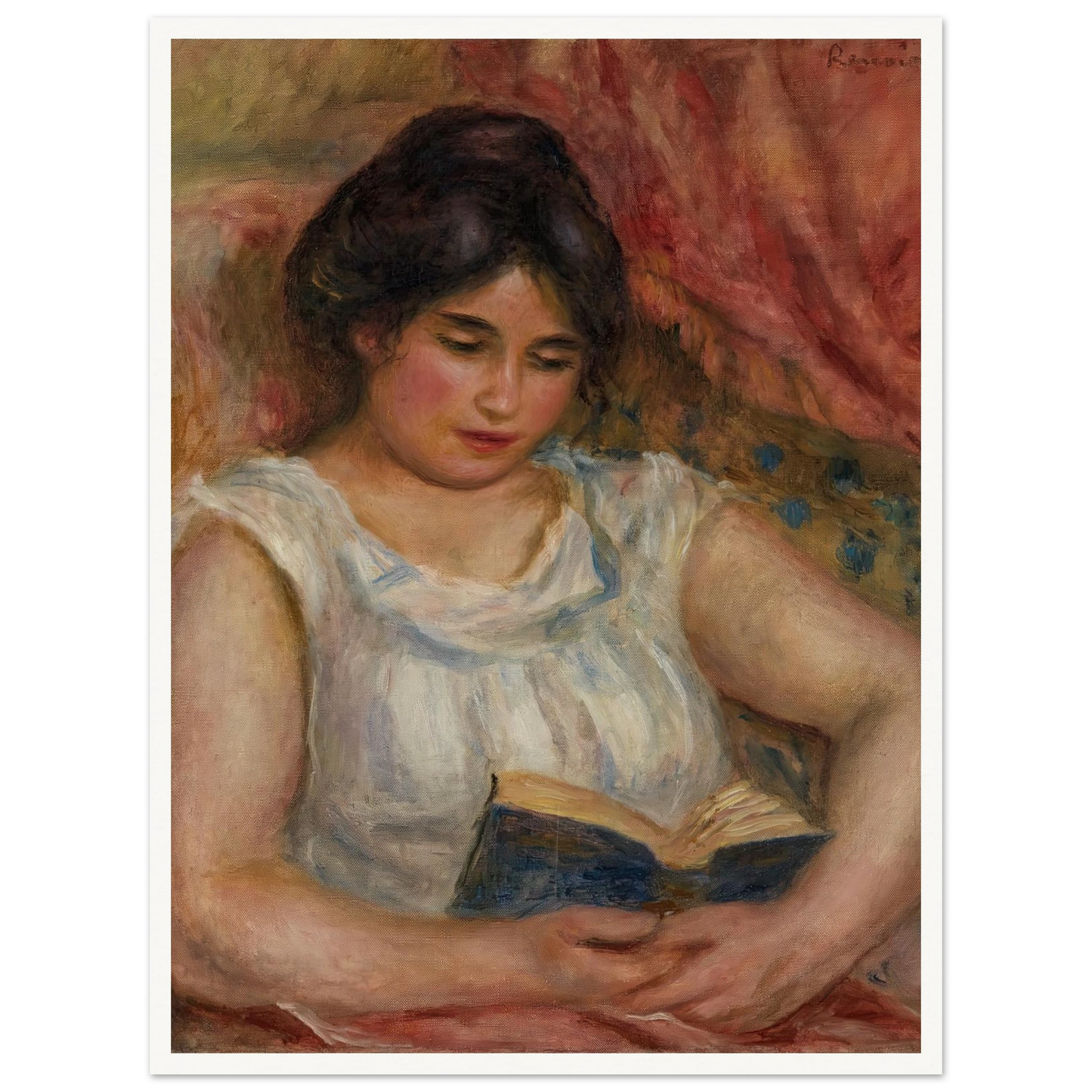 Gabrielle reading (1906) Art Print | Pierre Auguste Renoir - Framed Poster - 30x40 cm / 12x16″ - Black frame