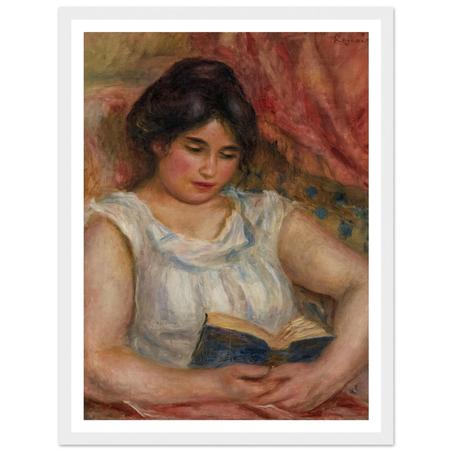 Gabrielle reading (1906) Art Print | Pierre Auguste Renoir - Framed Poster - 30x40 cm / 12x16″ - Black frame