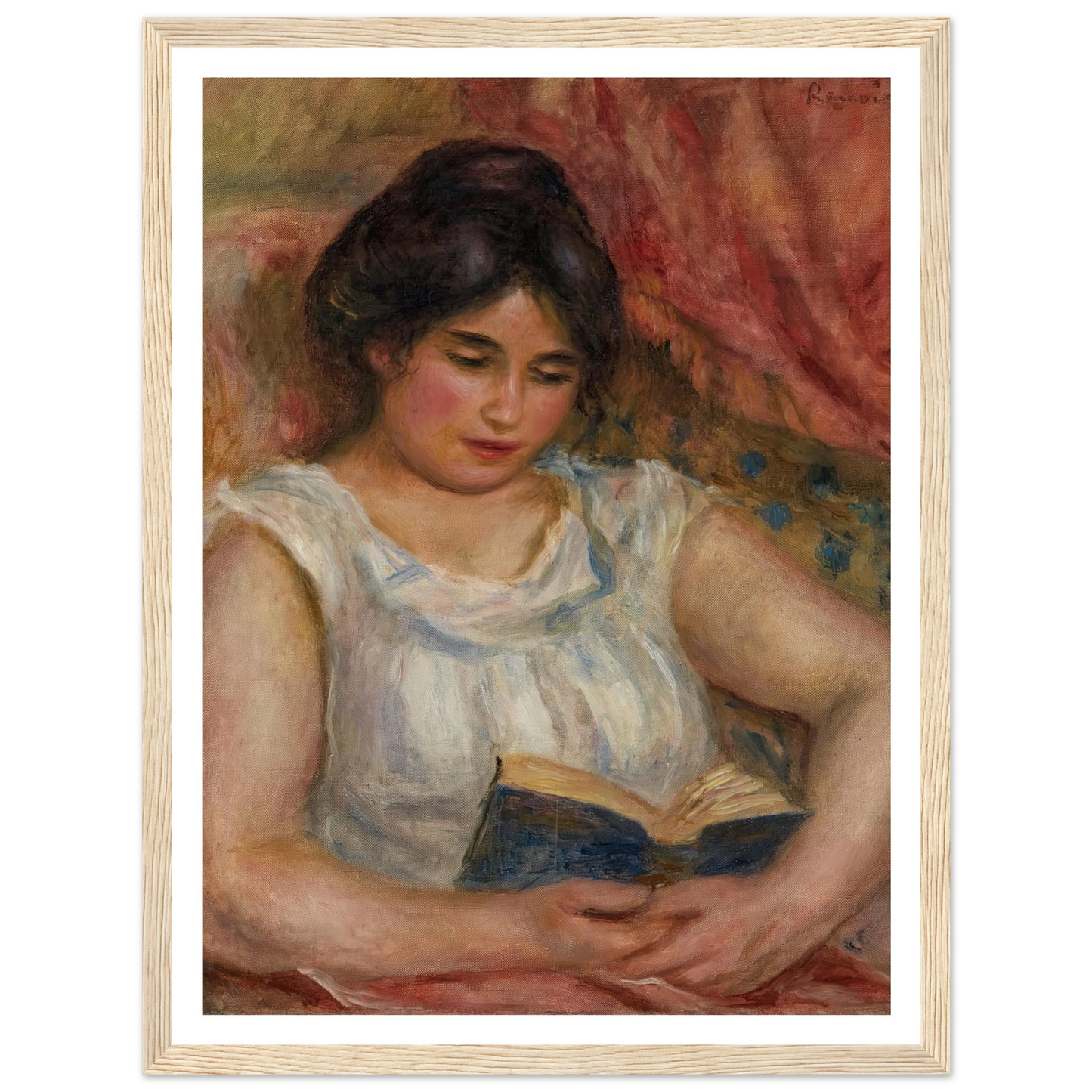 Gabrielle reading (1906) Art Print | Pierre Auguste Renoir - Framed Poster - 30x40 cm / 12x16″ - Black frame