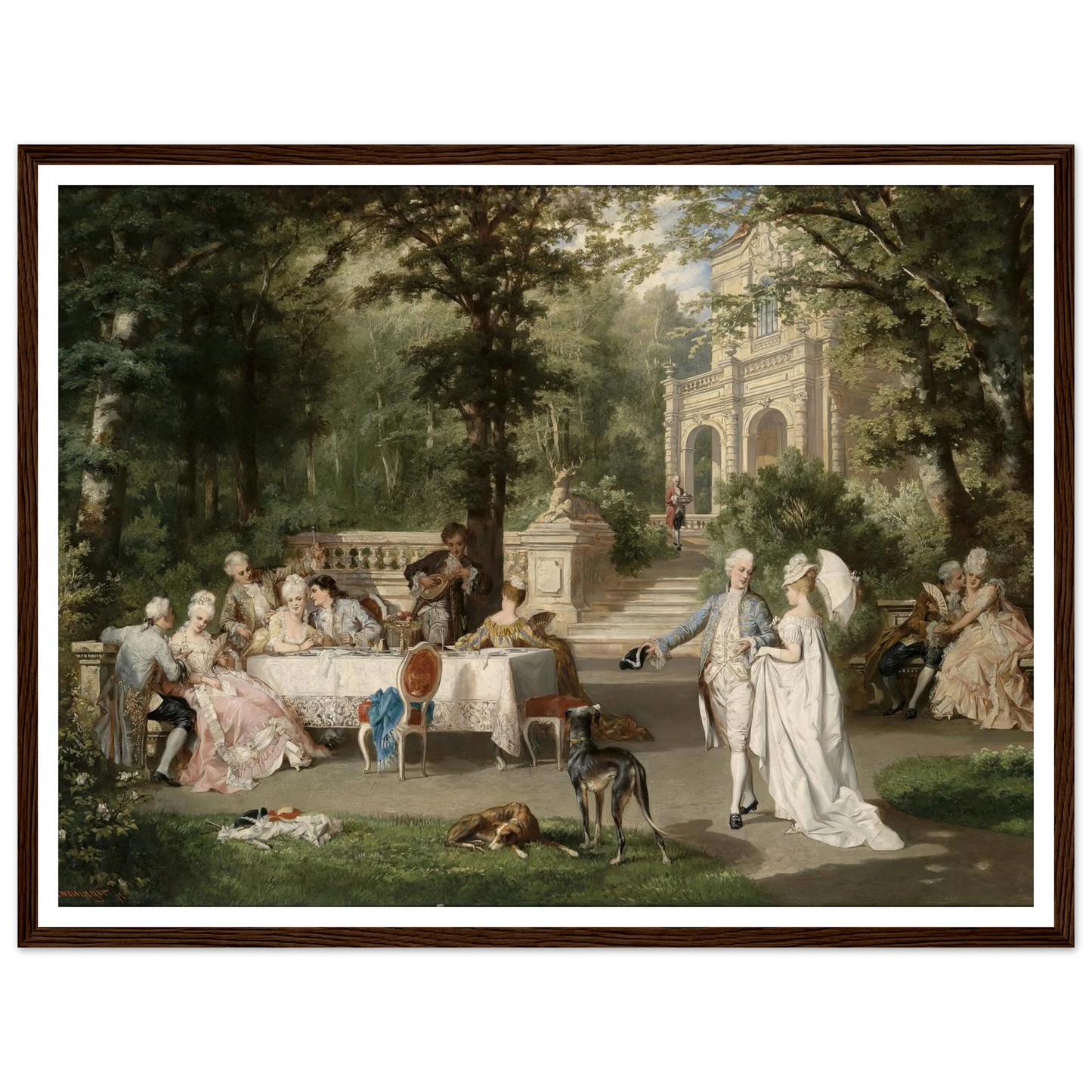 Galante Gesellschaft im Schlosspark Art Print | Carl Schweninger Jr - Framed Poster - 30x40 cm / 12x16″ - Black frame