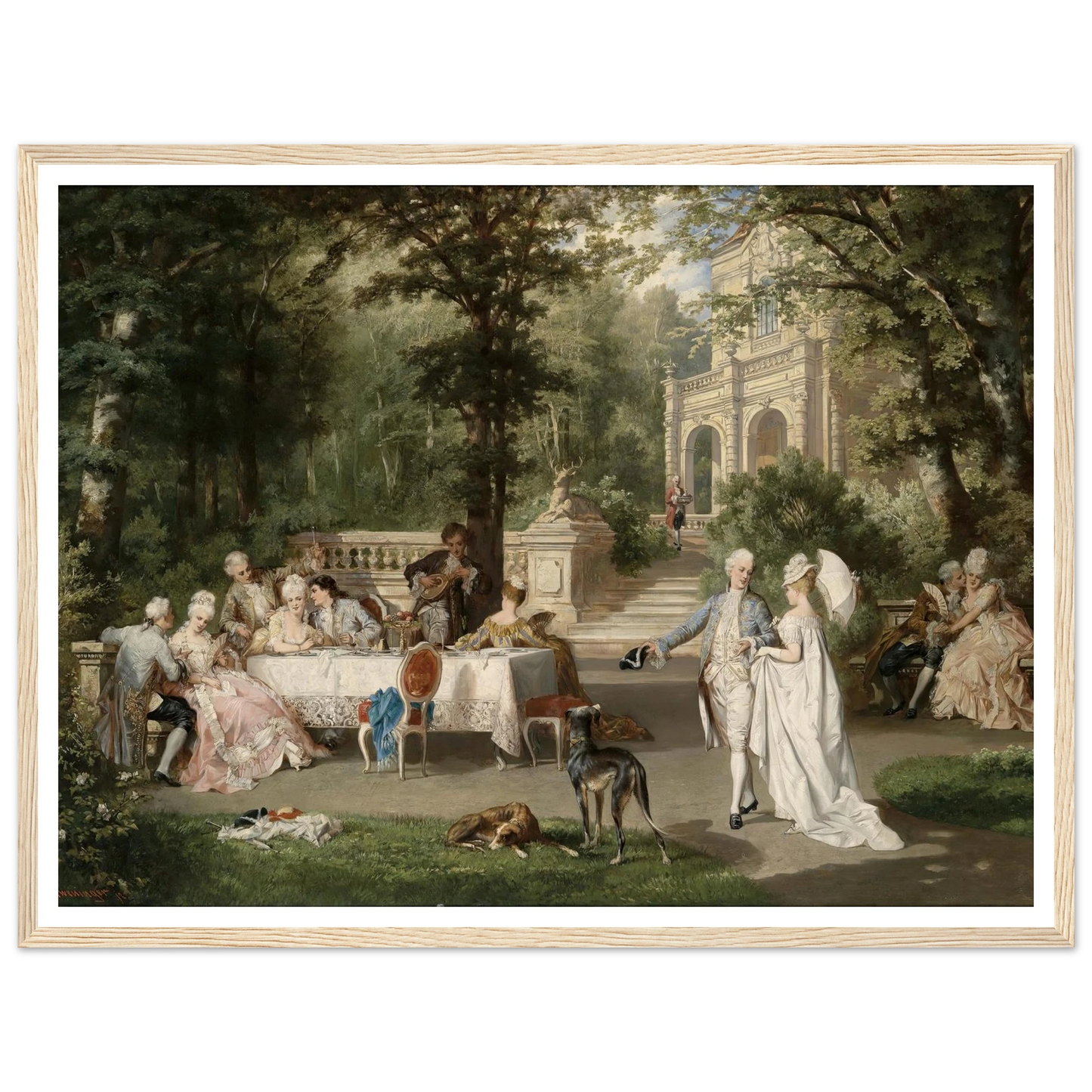 Galante Gesellschaft im Schlosspark Art Print | Carl Schweninger Jr - Framed Poster - 30x40 cm / 12x16″ - Black frame