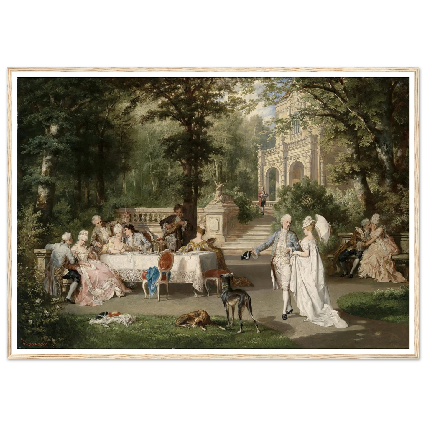 Galante Gesellschaft im Schlosspark Art Print | Carl Schweninger Jr - Framed Poster - 30x40 cm / 12x16″ - Black frame