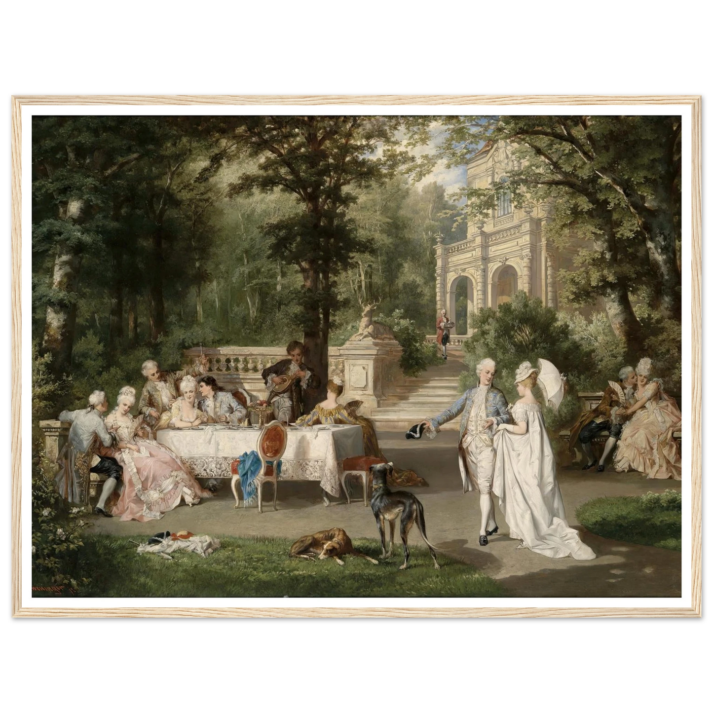 Galante Gesellschaft im Schlosspark Art Print | Carl Schweninger Jr - Framed Poster - 30x40 cm / 12x16″ - Black frame