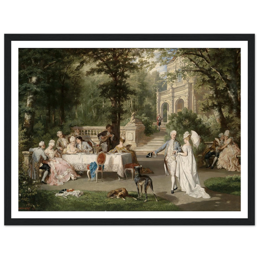 Galante Gesellschaft im Schlosspark Art Print | Carl Schweninger Jr - Framed Poster - 30x40 cm / 12x16″ - Black frame