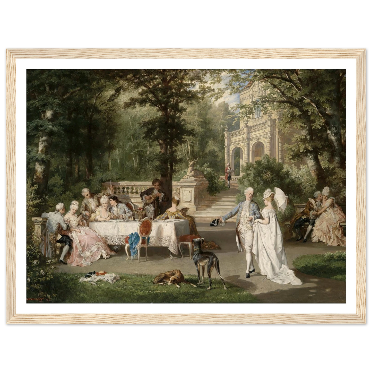 Galante Gesellschaft im Schlosspark Art Print | Carl Schweninger Jr - Framed Poster - 30x40 cm / 12x16″ - Black frame