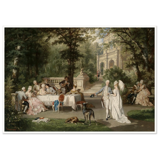 Galante Gesellschaft im Schlosspark Art Print | Carl Schweninger Jr - Framed Poster - 30x40 cm / 12x16″ - Black frame