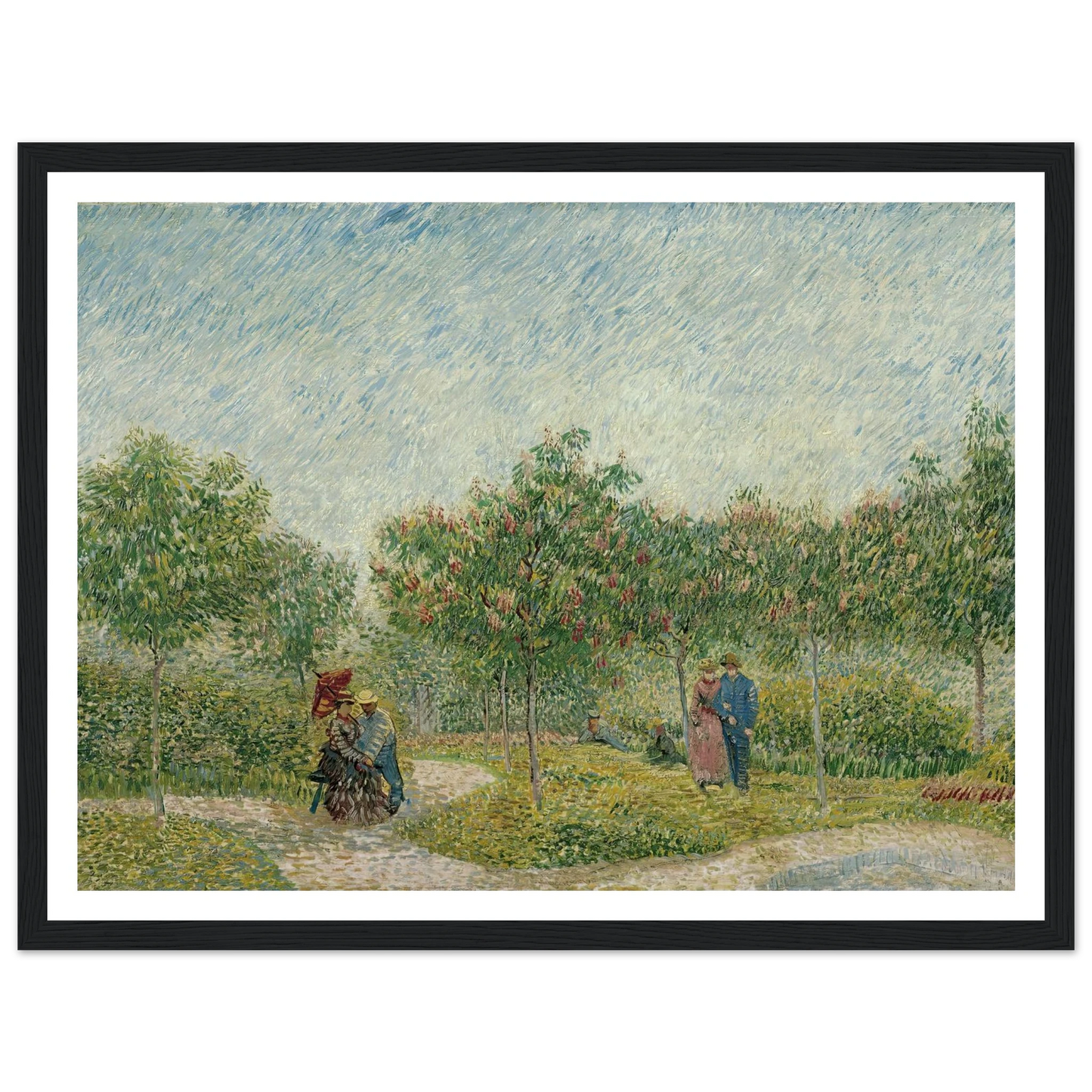 Garden in Montmarte with lovers (1887) Art Print | Vincent van Gogh - Framed Poster - 30x40 cm / 12x16″ - Black frame