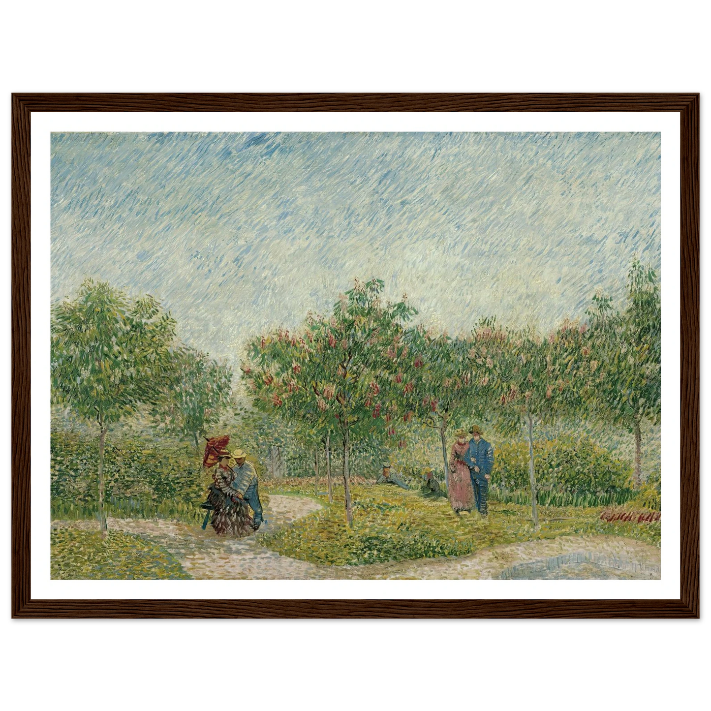 Garden in Montmarte with lovers (1887) Art Print | Vincent van Gogh - Framed Poster - 30x40 cm / 12x16″ - Black frame