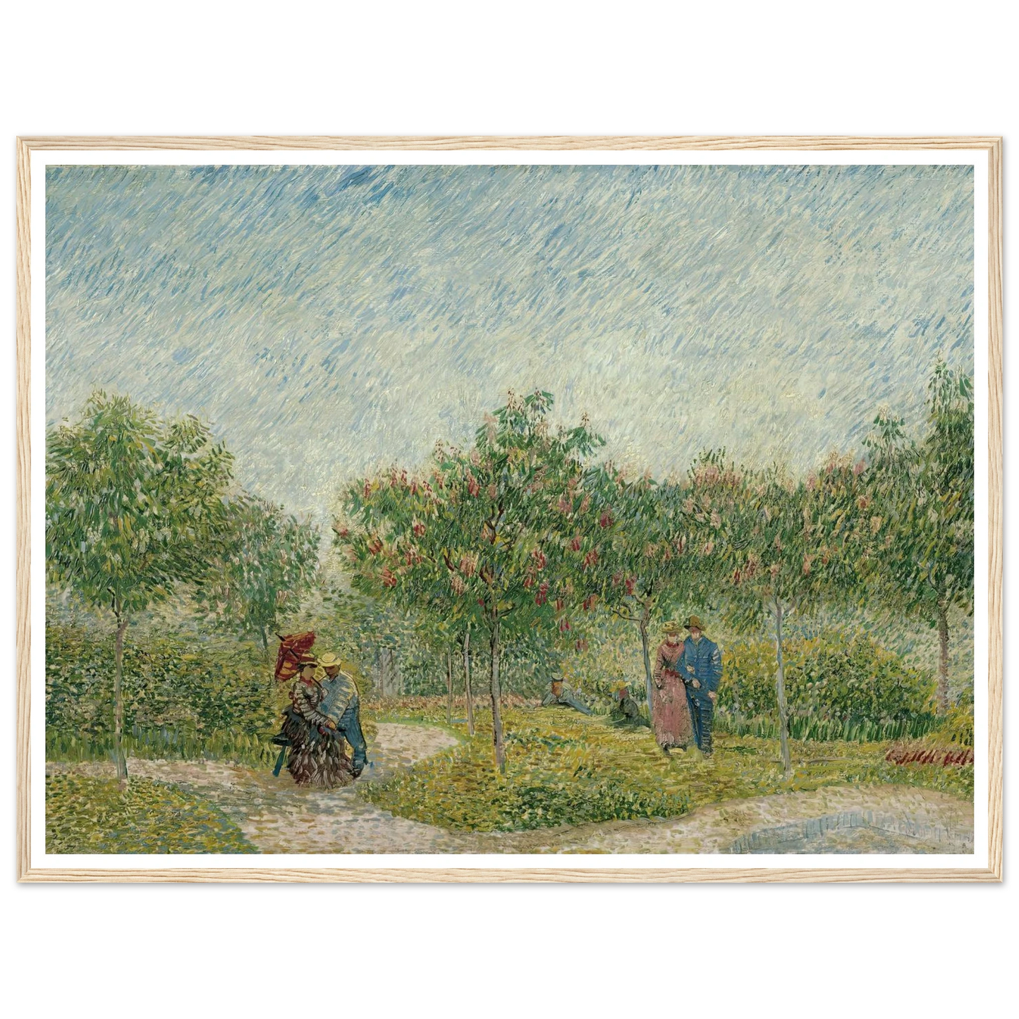 Garden in Montmarte with lovers (1887) Art Print | Vincent van Gogh - Framed Poster - 30x40 cm / 12x16″ - Black frame