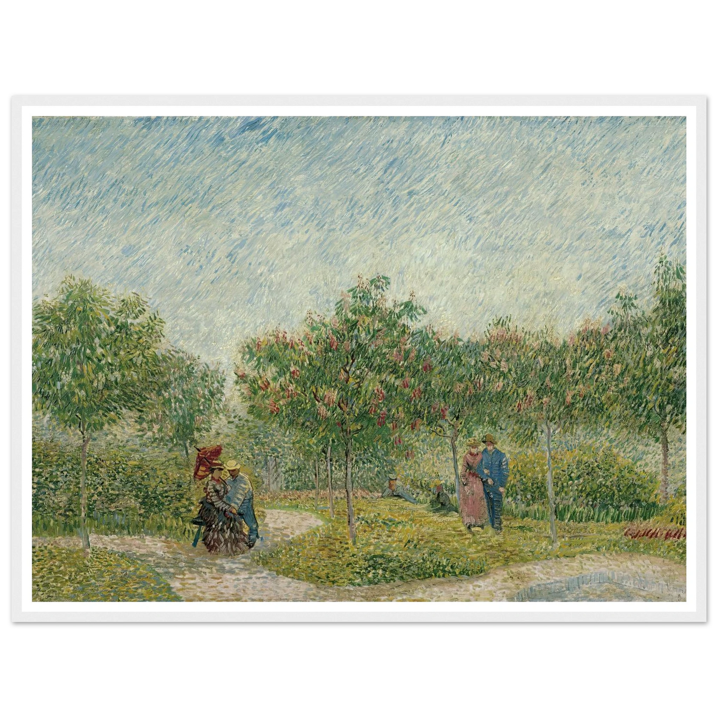Garden in Montmarte with lovers (1887) Art Print | Vincent van Gogh - Framed Poster - 30x40 cm / 12x16″ - Black frame