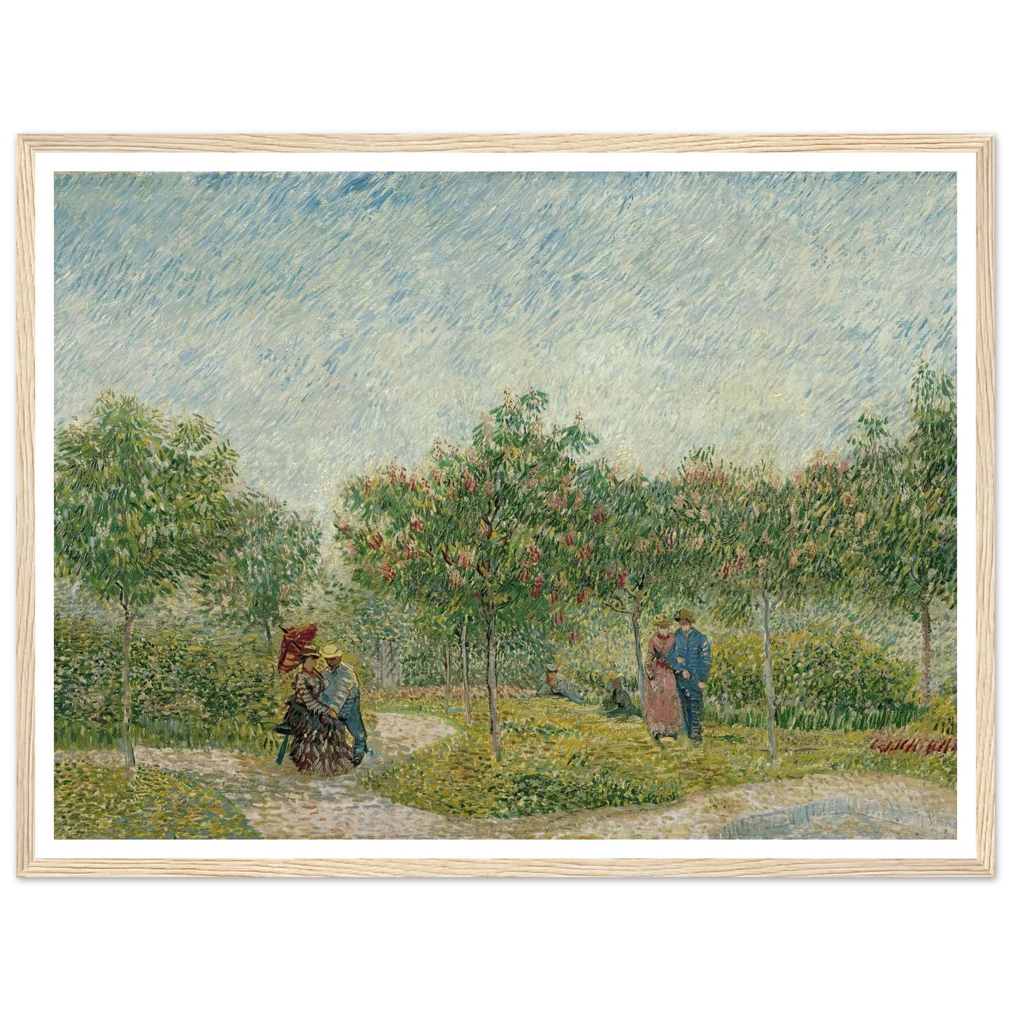 Garden in Montmarte with lovers (1887) Art Print | Vincent van Gogh - Framed Poster - 30x40 cm / 12x16″ - Black frame