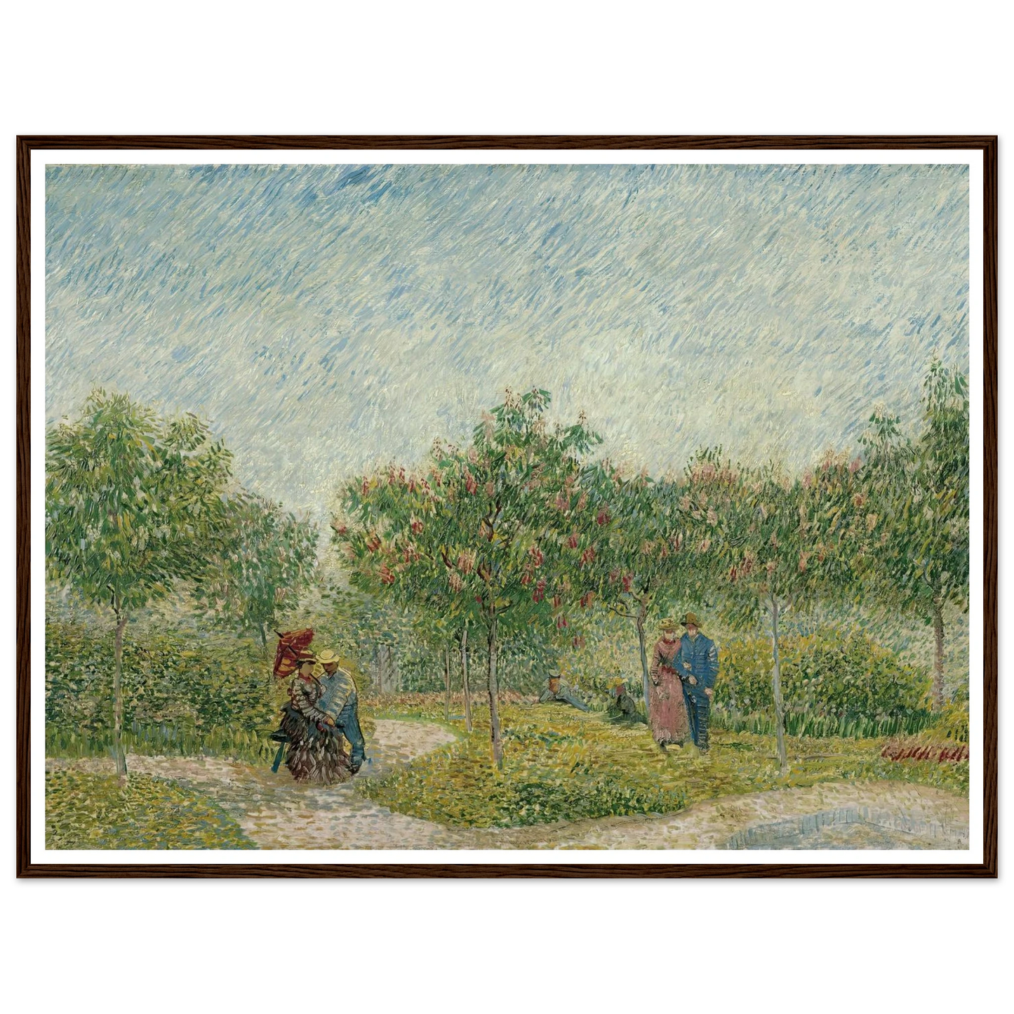 Garden in Montmarte with lovers (1887) Art Print | Vincent van Gogh - Framed Poster - 30x40 cm / 12x16″ - Black frame