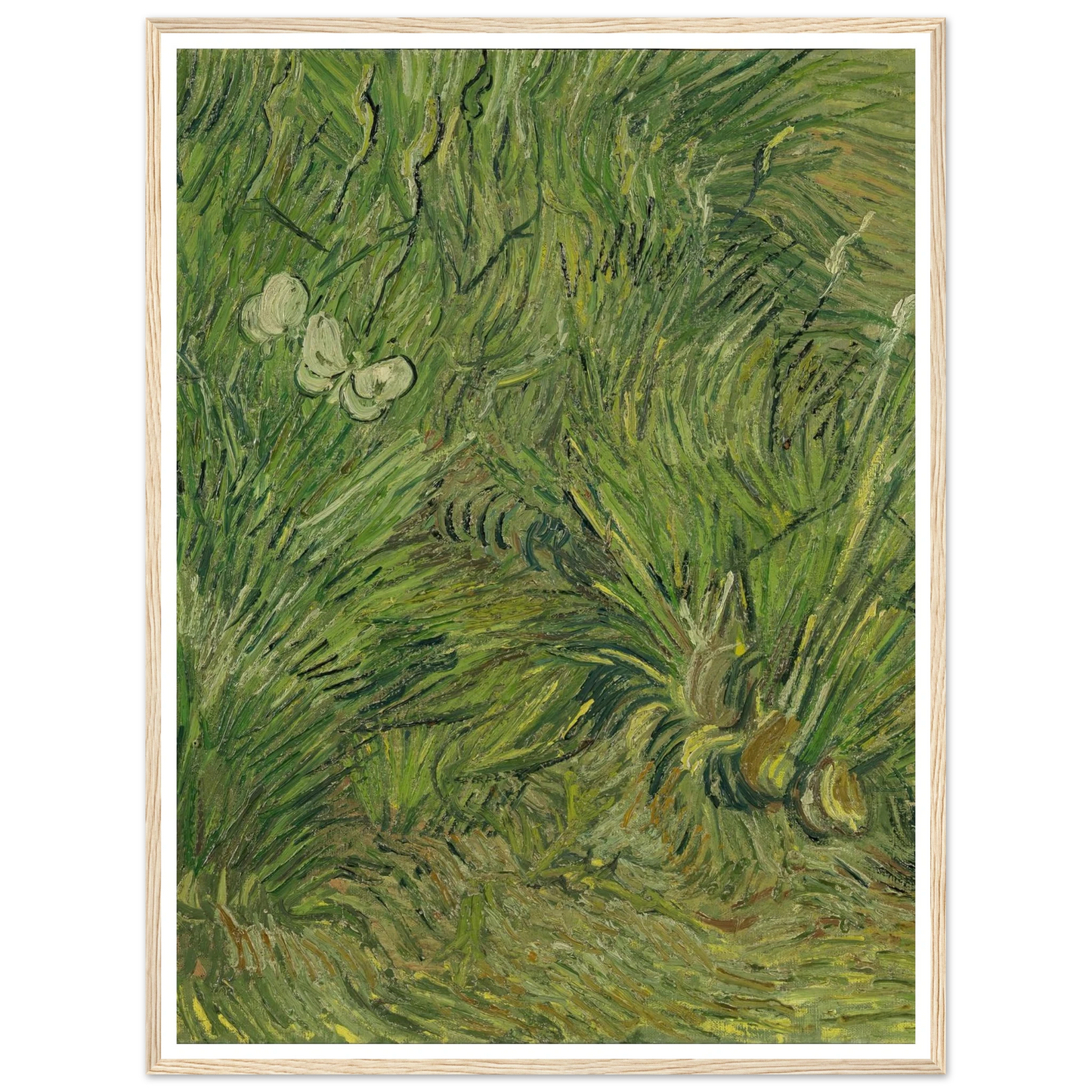 Garden with butterflies (1889) Art Print | Vincent van Gogh - Framed Poster - 30x40 cm / 12x16″ - Black frame