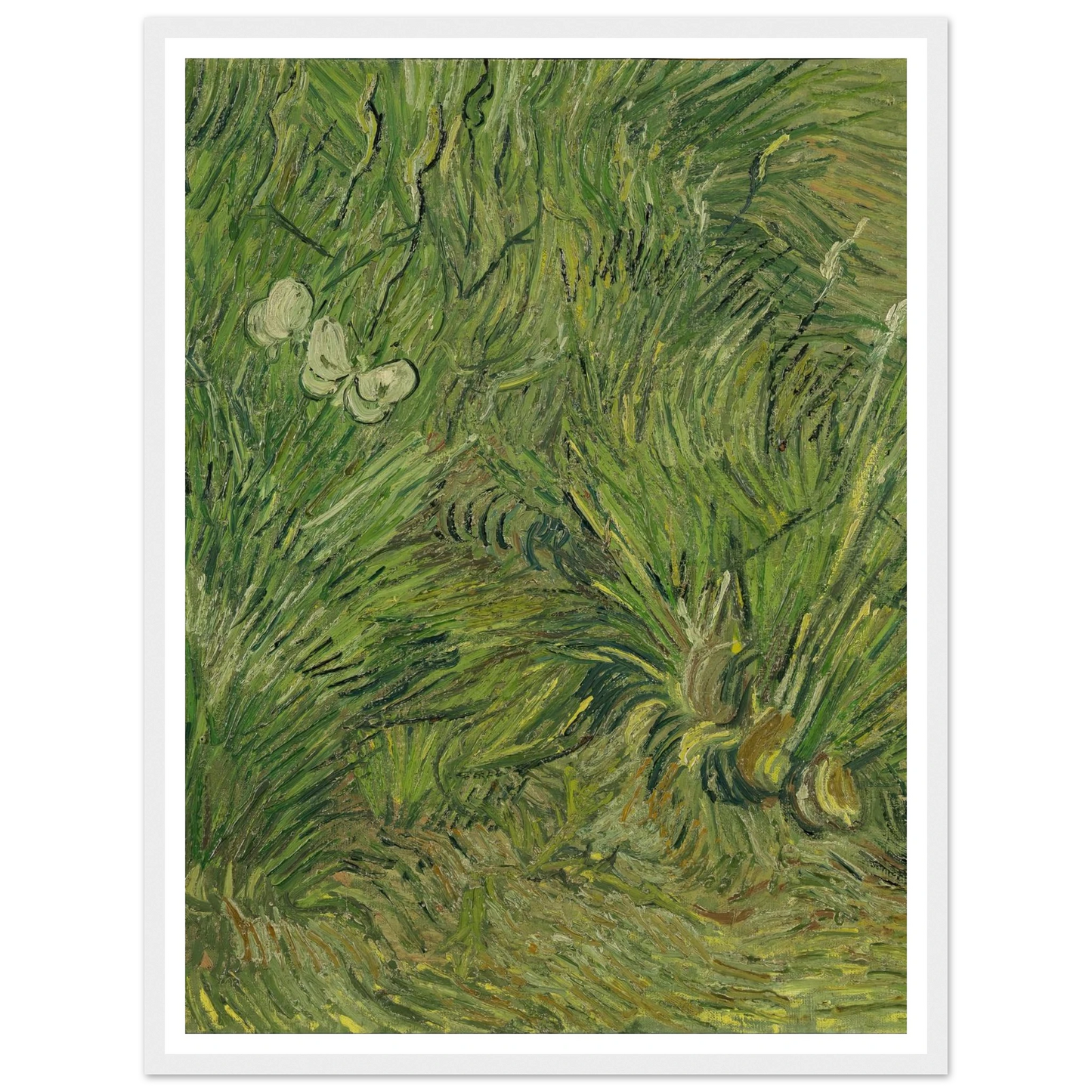 Garden with butterflies (1889) Art Print | Vincent van Gogh - Framed Poster - 30x40 cm / 12x16″ - Black frame