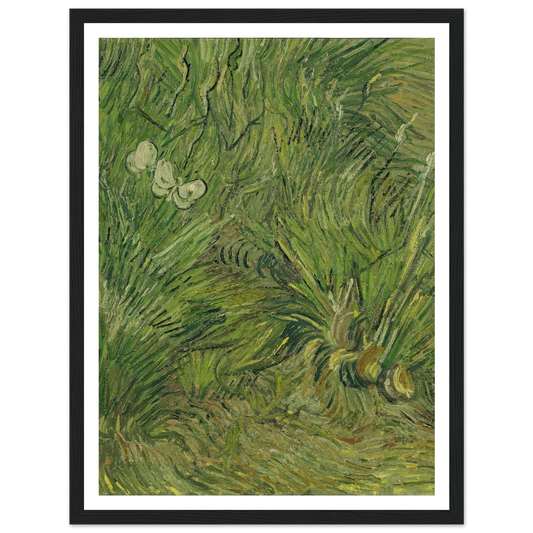 Garden with butterflies (1889) Art Print | Vincent van Gogh - Framed Poster - 30x40 cm / 12x16″ - Black frame