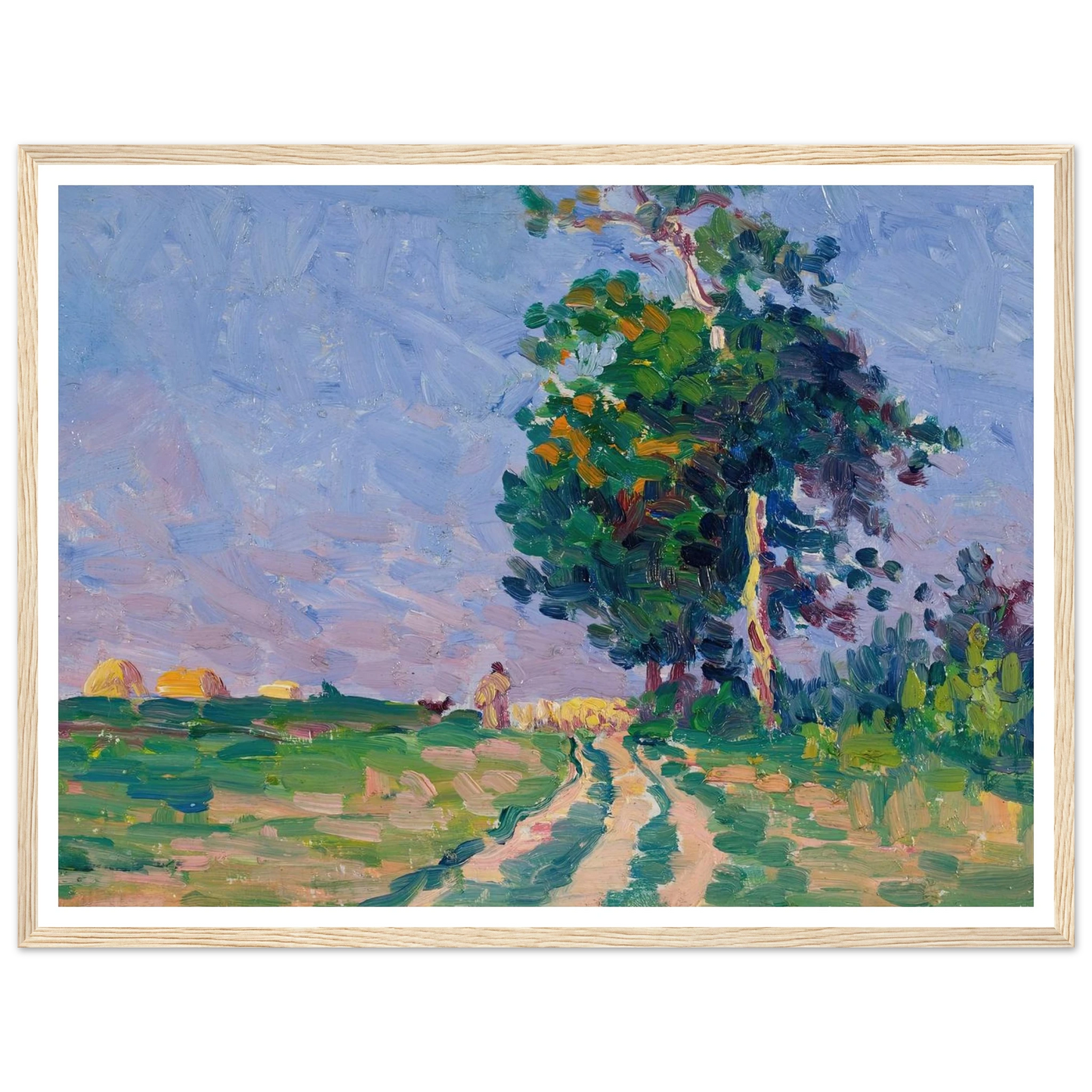 Gardien Et Son Troupeau Sur Le Chemin Aux Environs De Moulineaux (circa 1905) Art Print | Maximilien Luce - Framed Poster - 30x40 cm / 12x16″ - Black frame