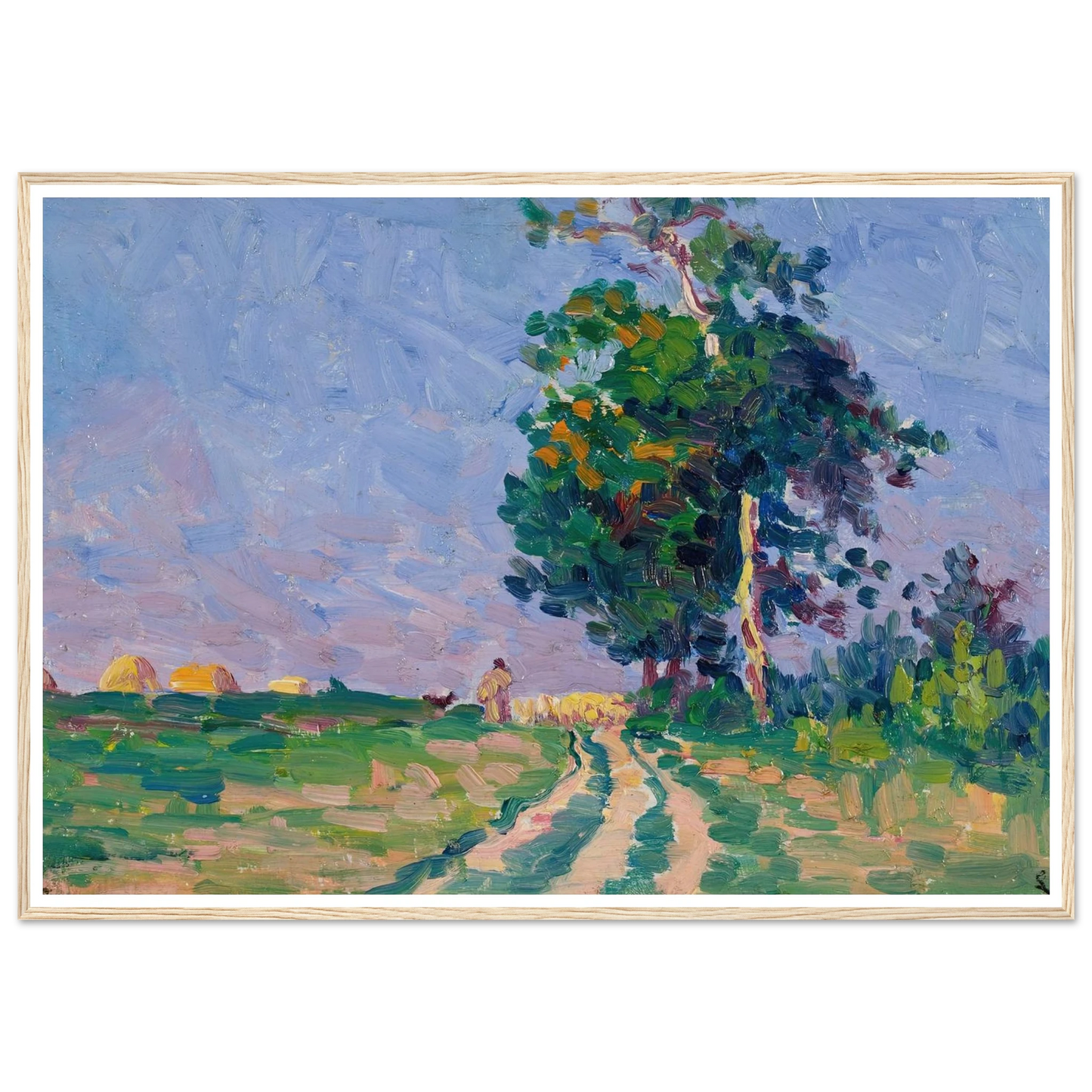 Gardien Et Son Troupeau Sur Le Chemin Aux Environs De Moulineaux (circa 1905) Art Print | Maximilien Luce - Framed Poster - 30x40 cm / 12x16″ - Black frame