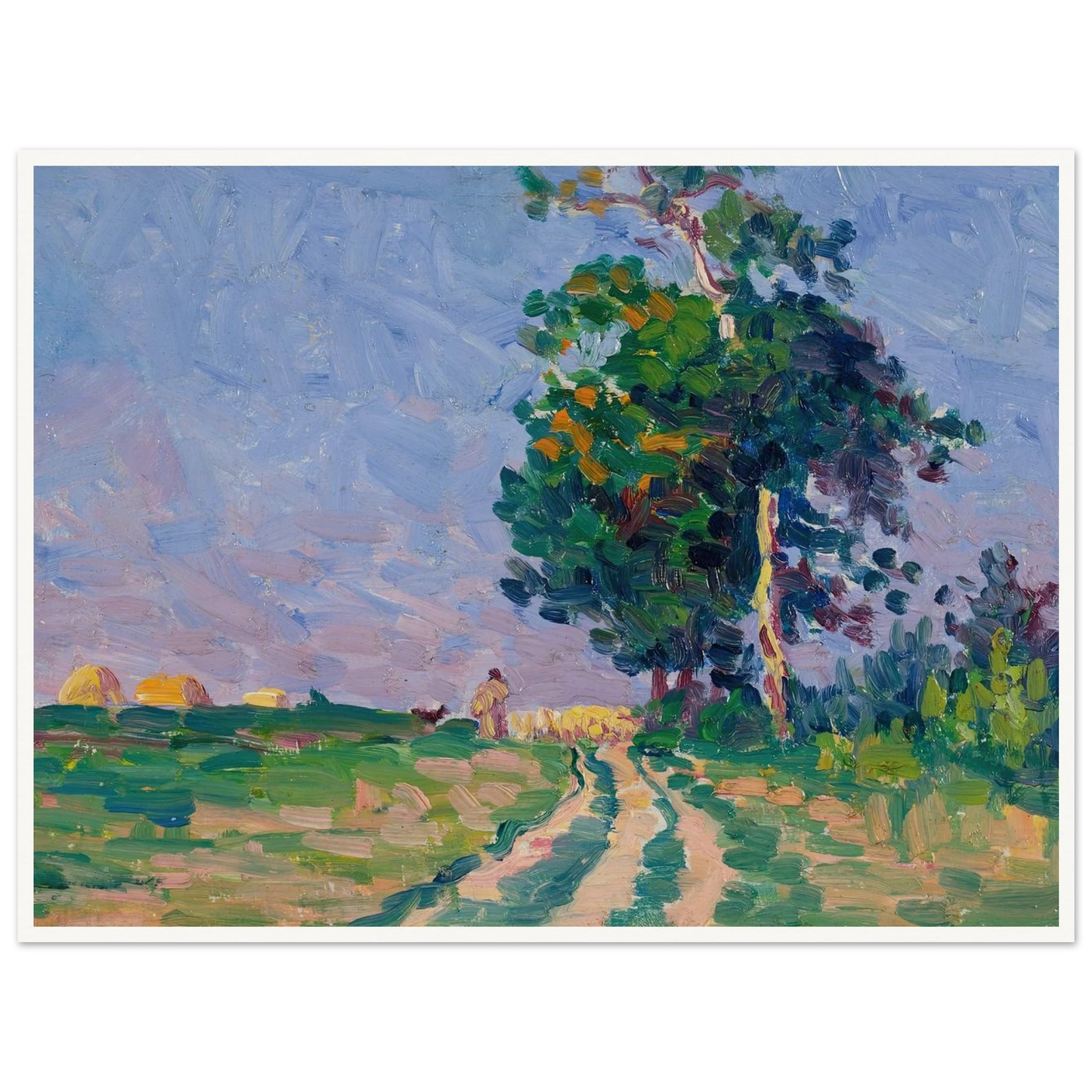 Gardien Et Son Troupeau Sur Le Chemin Aux Environs De Moulineaux (circa 1905) Art Print | Maximilien Luce - Framed Poster - 30x40 cm / 12x16″ - Black frame